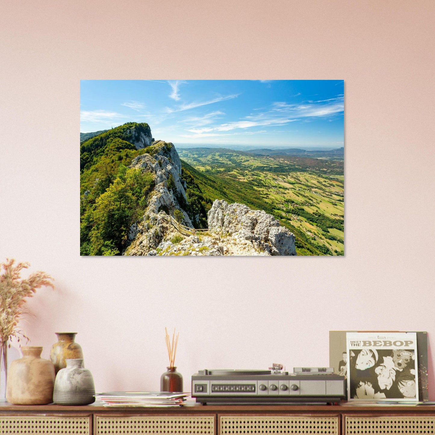 Photo of the Dent du Chat ridges dominating the Savoy Foreland — photo print on matte aluminium Dibond