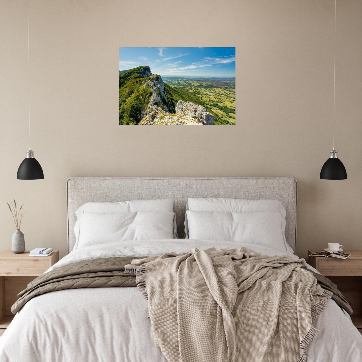 Photo of the Dent du Chat ridges dominating the Savoy Foreland — photo print on matte aluminium Dibond