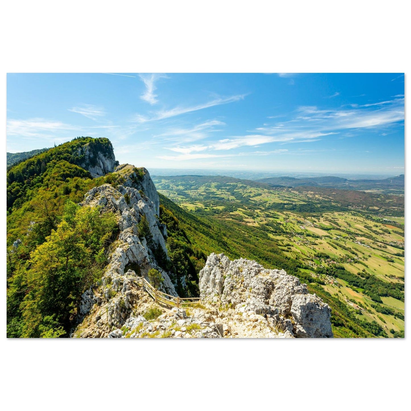 Photo of the Dent du Chat ridges dominating the Savoy Foreland — photo print on matte aluminium Dibond