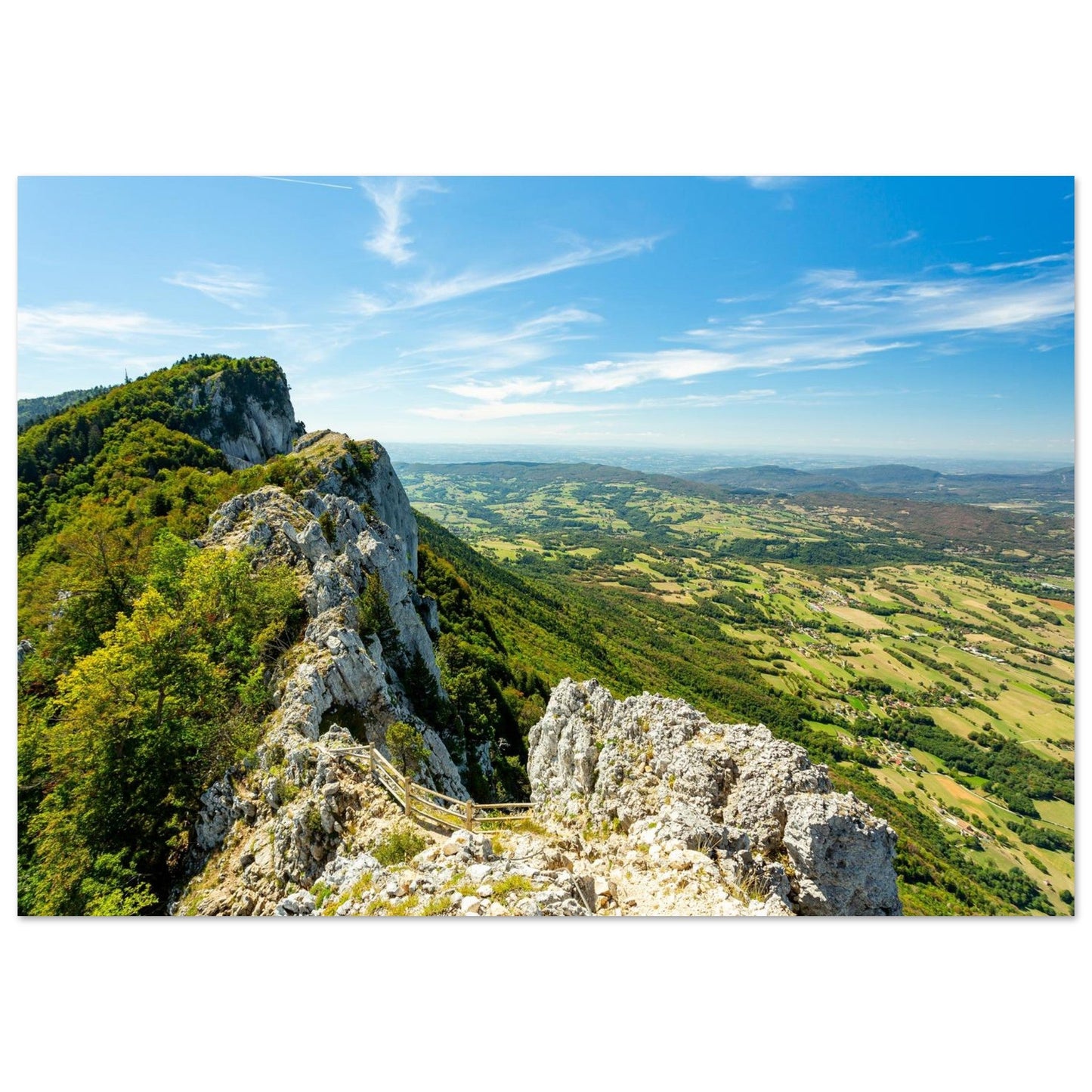 Photo of the Dent du Chat ridges dominating the Savoy Foreland — photo print on matte aluminium Dibond
