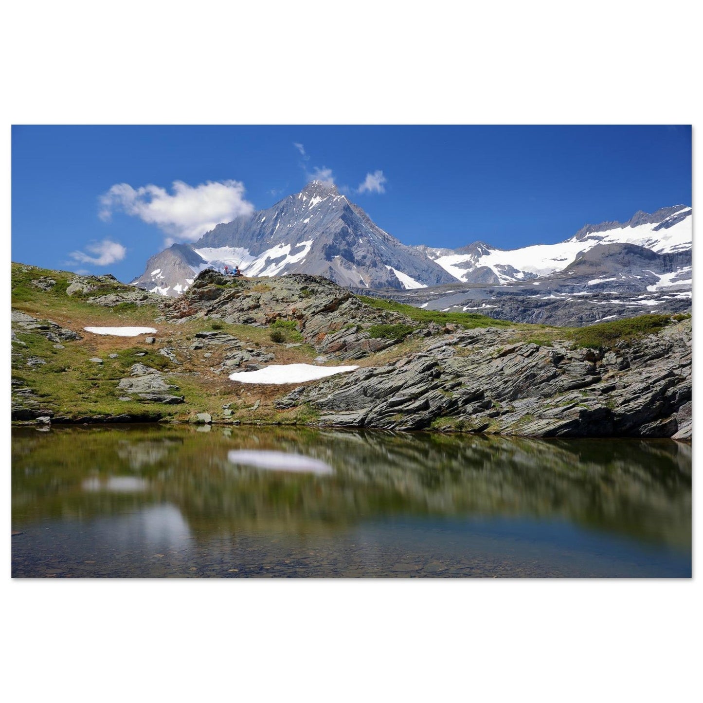Tableau photo des Lacs de Bellecombe face à la Dent Parrachée sur aluminium Dibond mat, format 40 × 60 cm