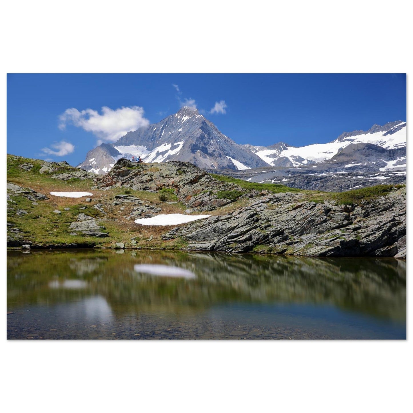 Tableau photo des Lacs de Bellecombe face à la Dent Parrachée sur aluminium Dibond mat, format 50 × 75 cm