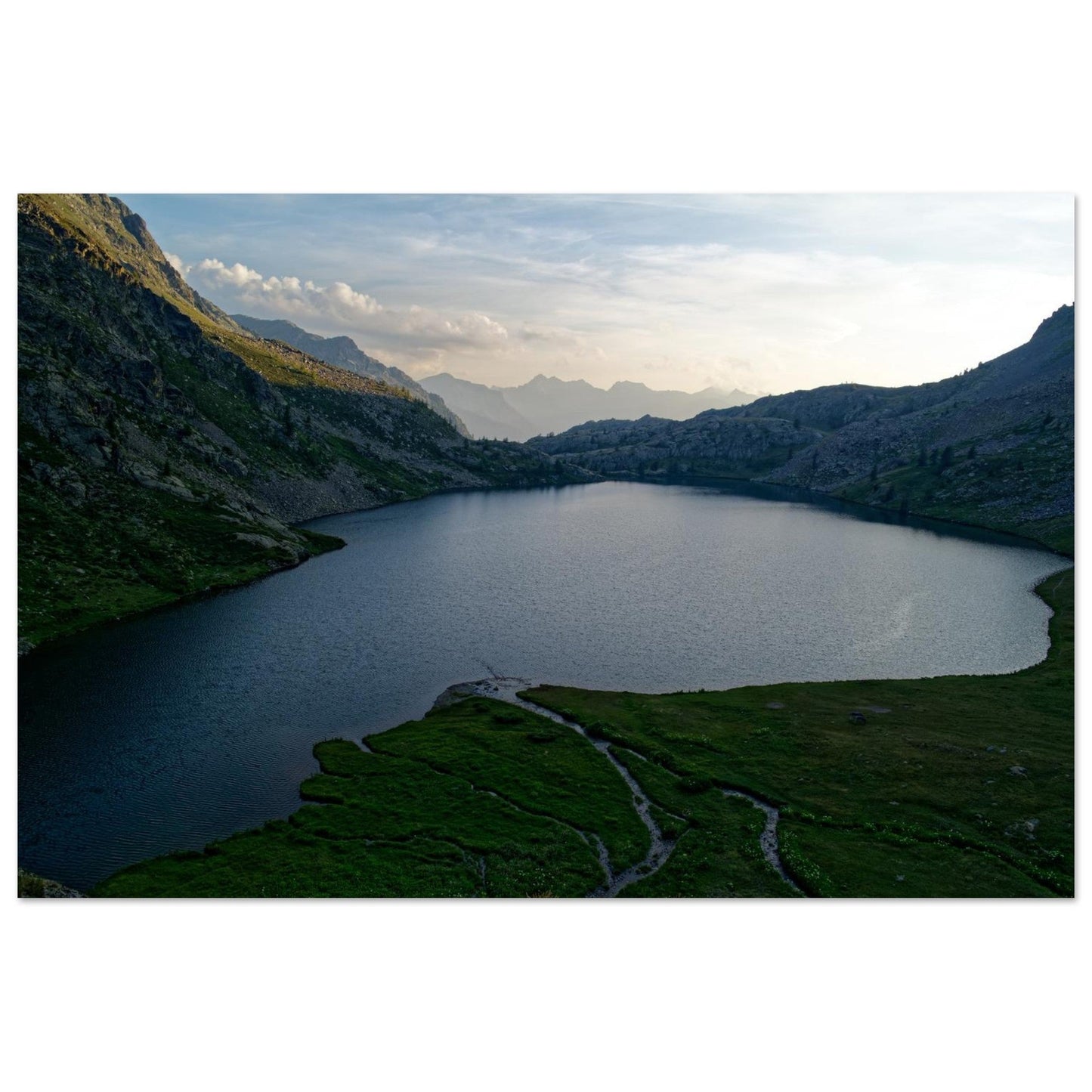 Tableau photo des lacs de Vens au coucher du soleil sur aluminium Dibond mat, format 60 × 90 cm