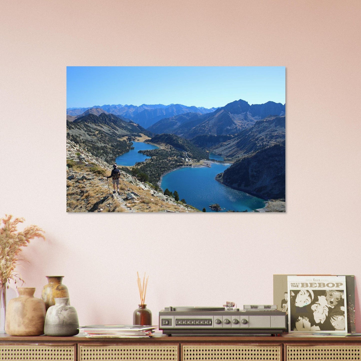 Photo of the Néouvielle lakes from the summits — photo print on matte aluminium Dibond