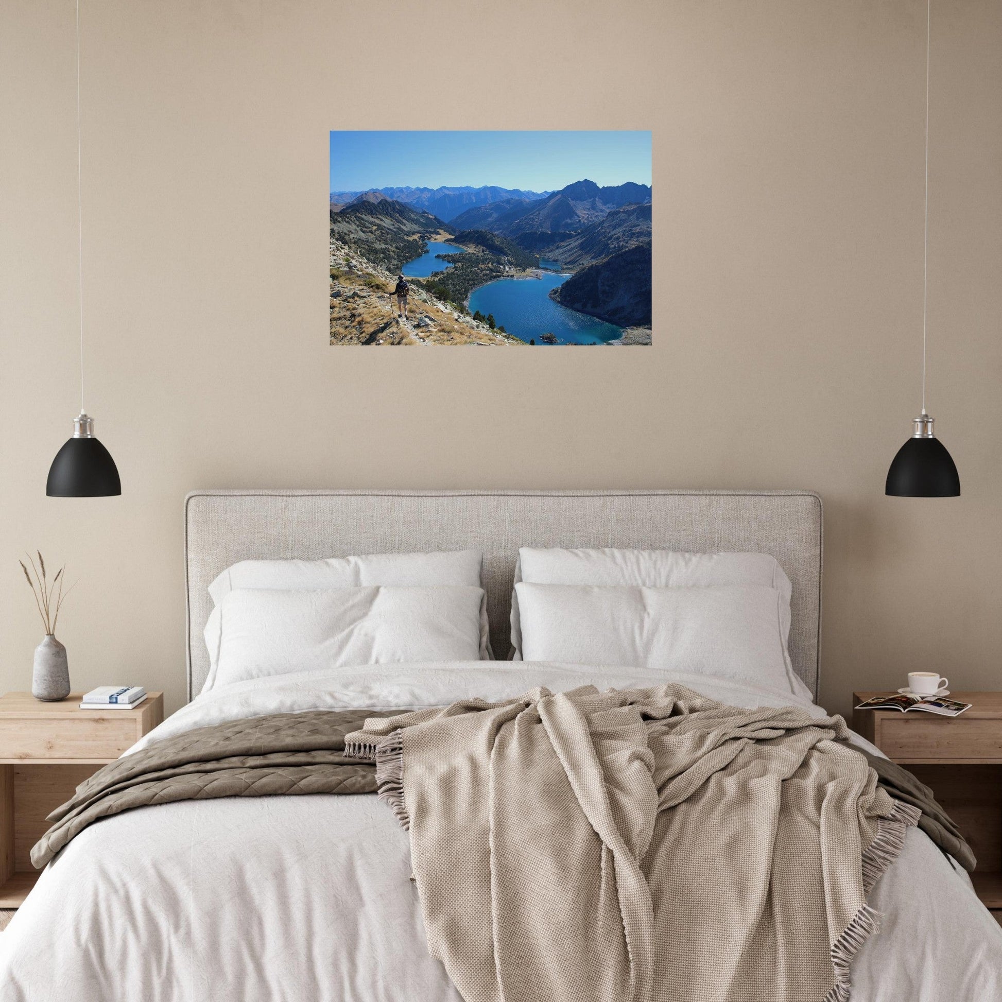 Photo des lacs du Néouvielle depuis les sommets — tableau photo paysage de montagne en Alu Dibond