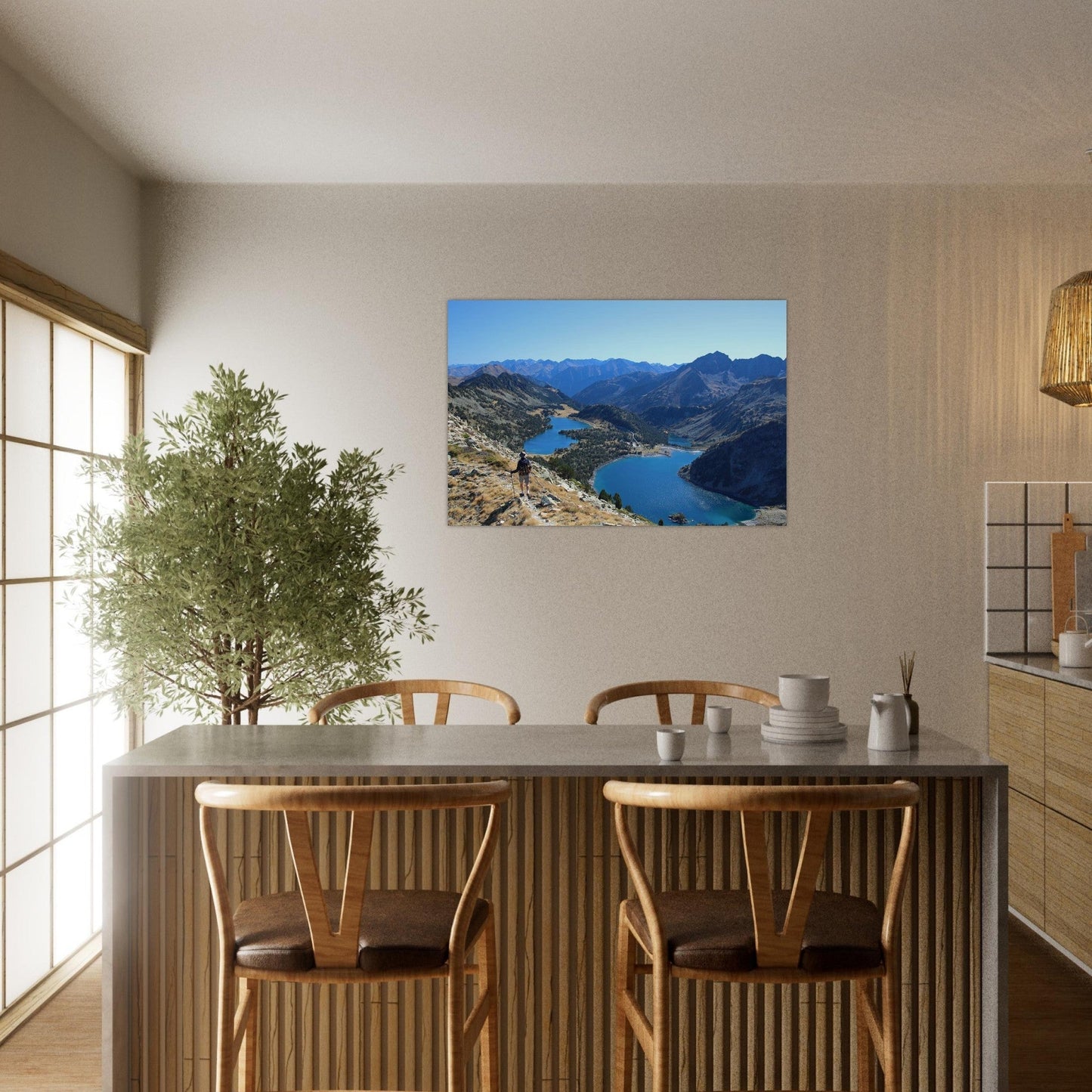 Photo of the Néouvielle lakes from the summits — photo print on matte aluminium Dibond