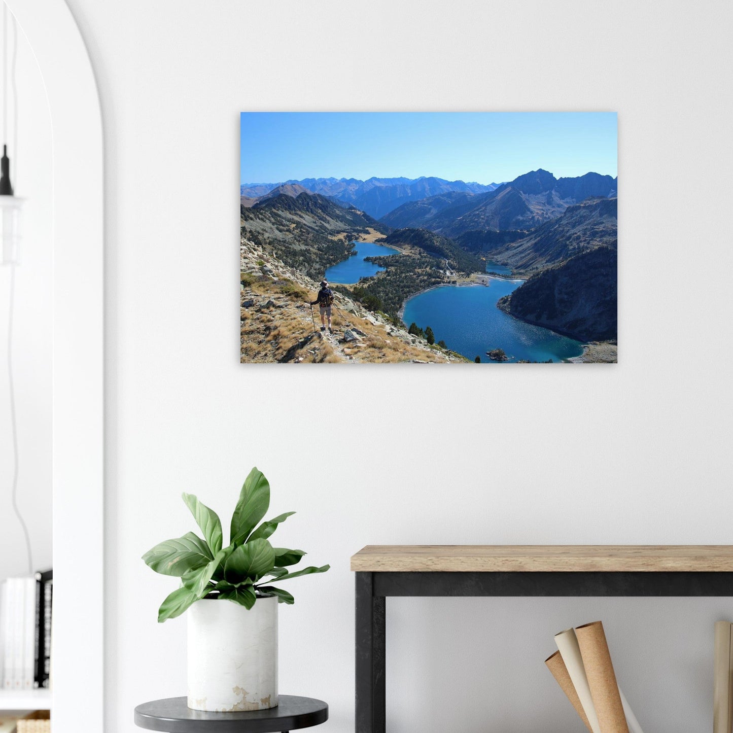 Photo of the Néouvielle lakes from the summits — photo print on matte aluminium Dibond