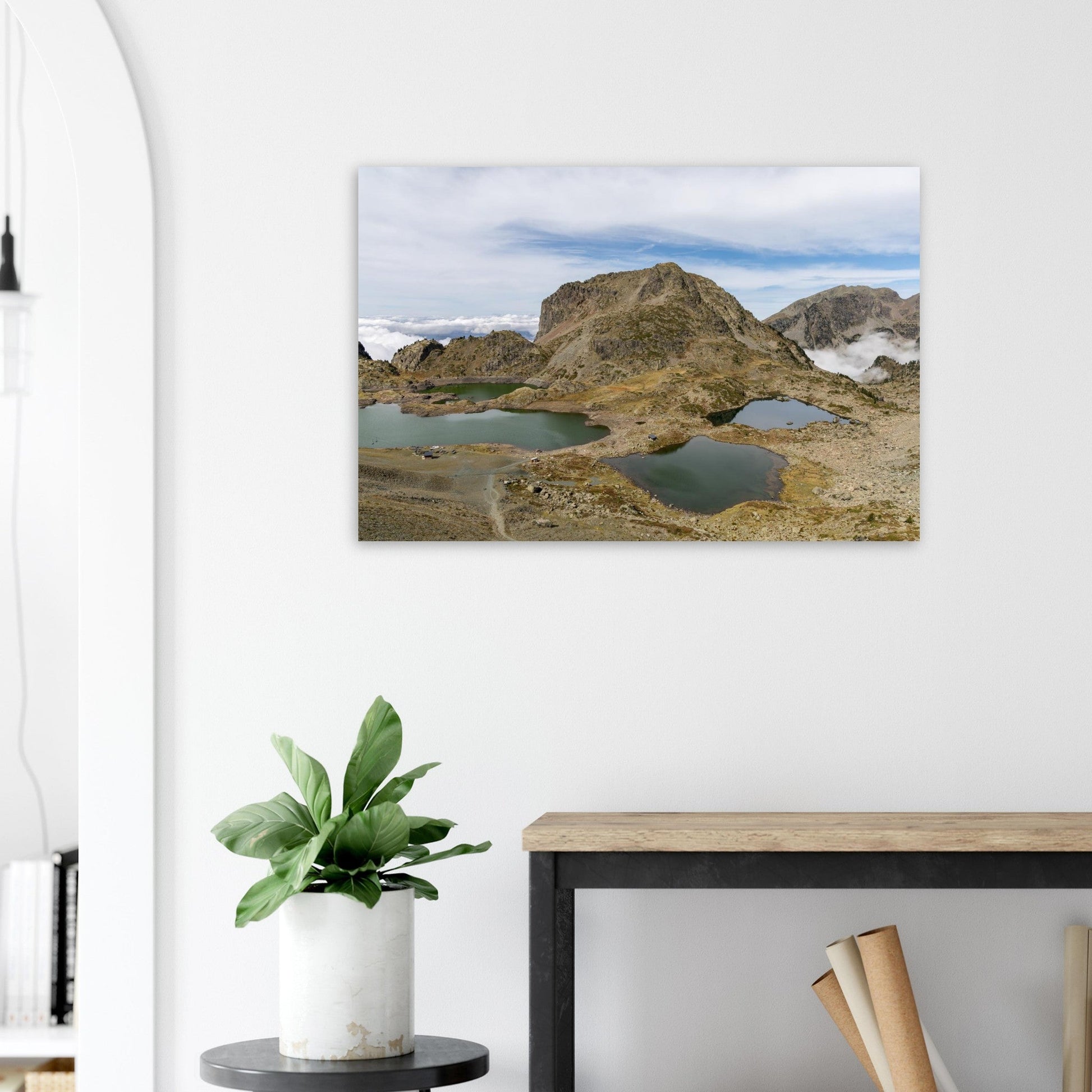Tableau photo des lacs Robert dans le massif de Belledonne sur aluminium Dibond mat, exposé dans une chambre