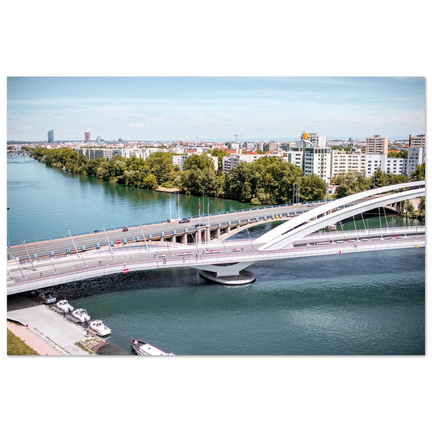 Photo des ponts Raymond-Barre et Pasteur à Lyon — tableau photo paysage de montagne en Alu Dibond, fabrication française