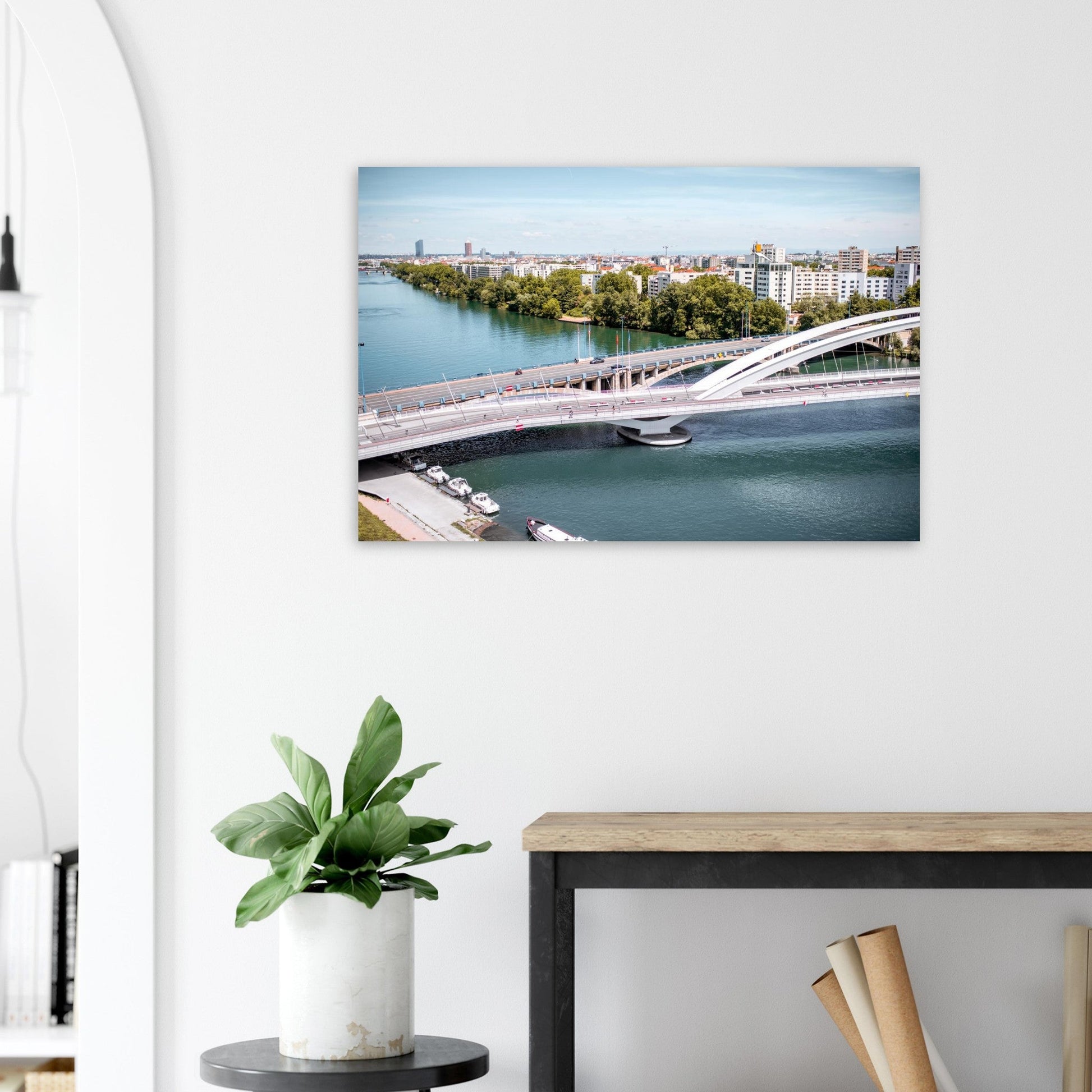 Photo des ponts Raymond-Barre et Pasteur à Lyon — tableau photo paysage de montagne en Alu Dibond, fabrication française