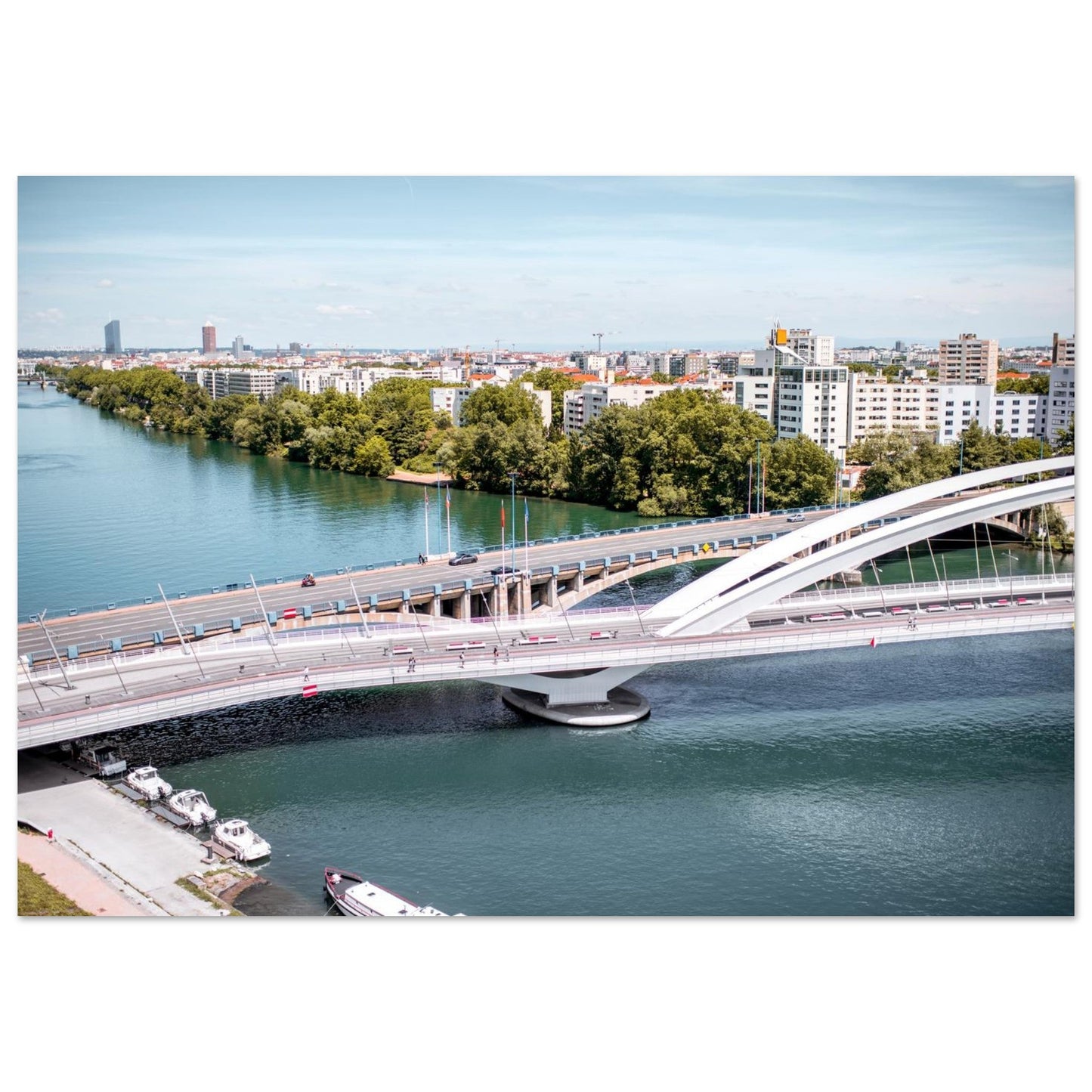 Photo des ponts Raymond-Barre et Pasteur à Lyon — tableau photo paysage de montagne en Alu Dibond, fabrication française
