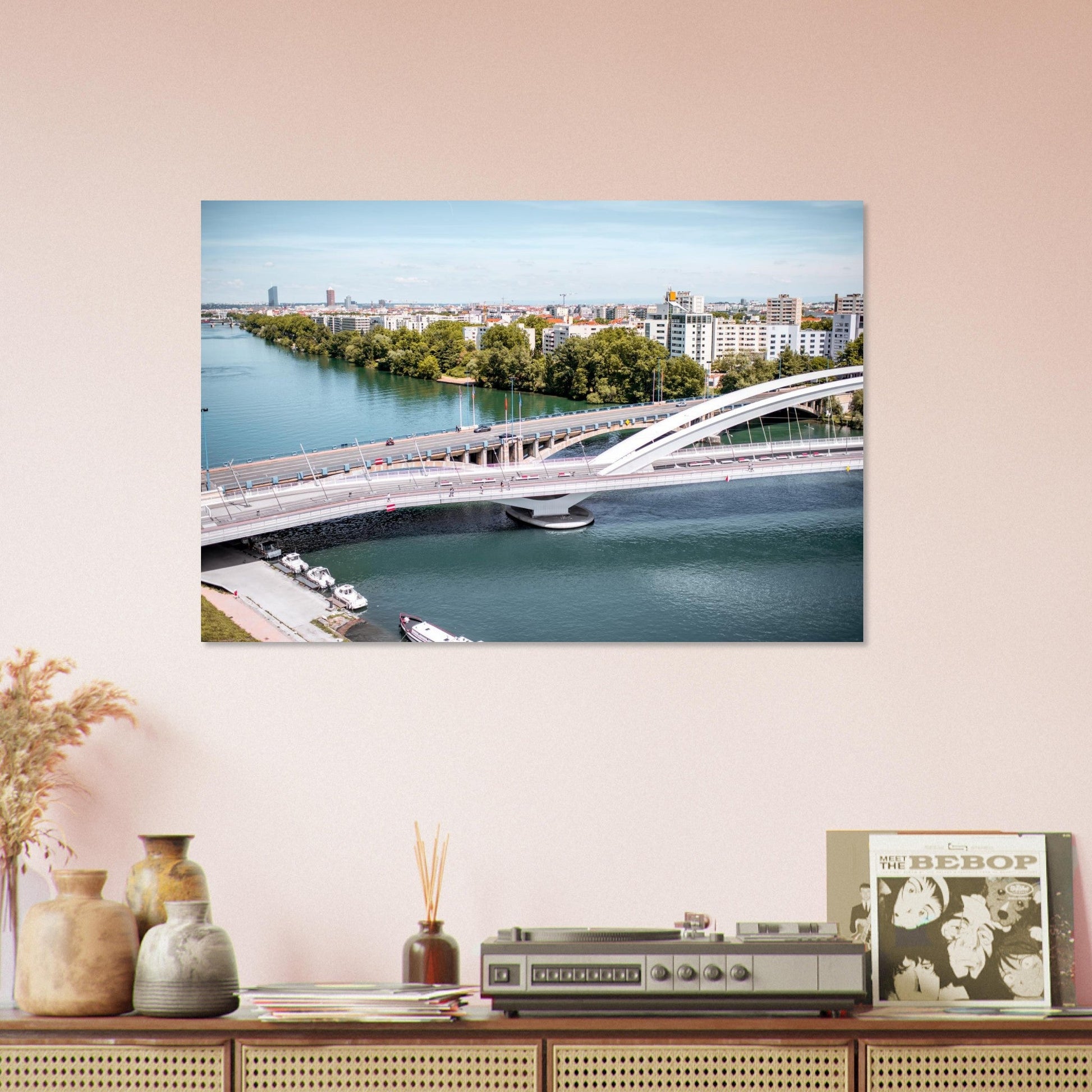 Photo des ponts Raymond-Barre et Pasteur à Lyon — tableau photo paysage de montagne en Alu Dibond, fabrication française