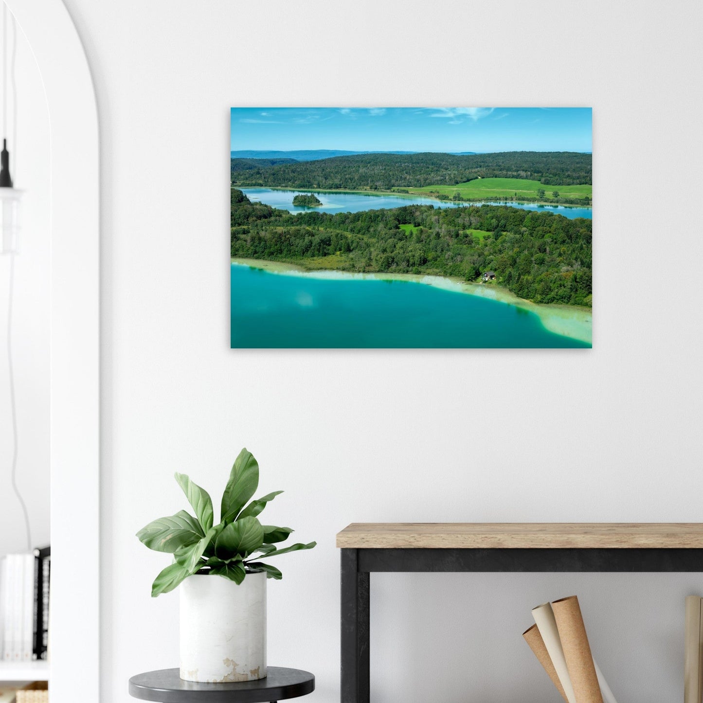 Photo of the Four Lakes of Jura from the viewpoint — photo print on matte aluminium Dibond