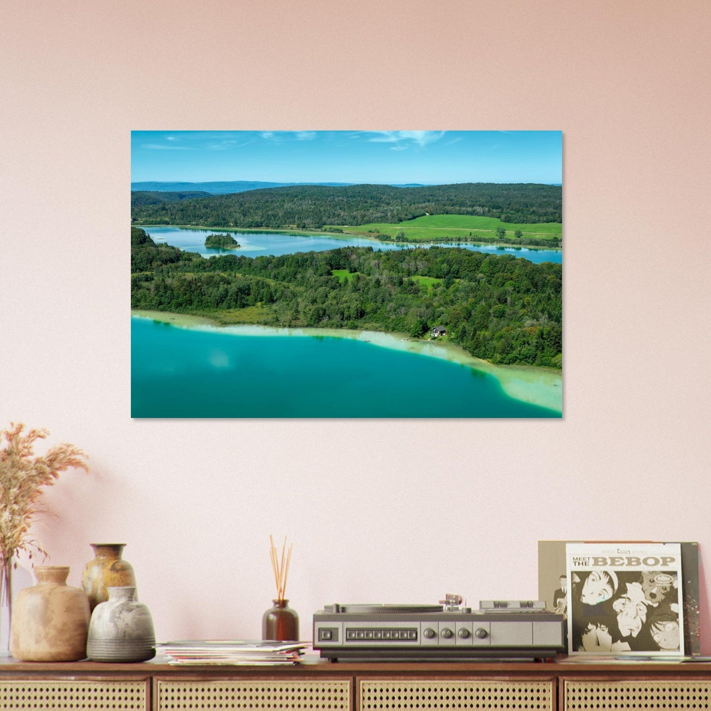Photo of the Four Lakes of Jura from the viewpoint — photo print on matte aluminium Dibond