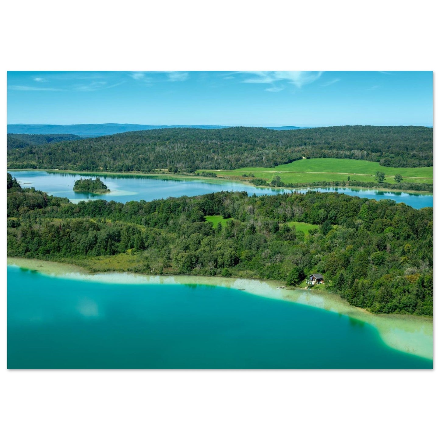 Photo of the Four Lakes of Jura from the viewpoint — photo print on matte aluminium Dibond