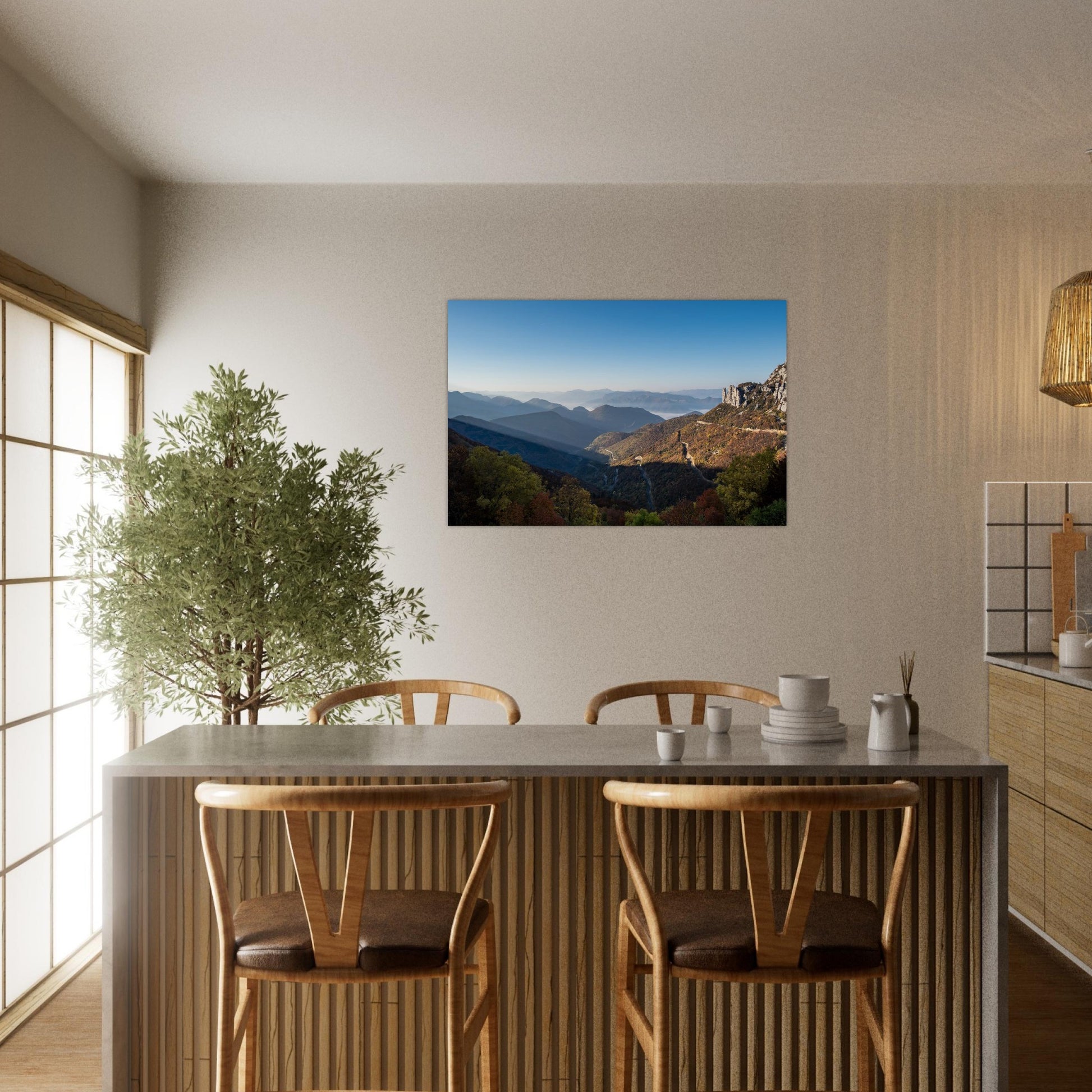 Tableau photo du Diois depuis le col de Rousset dans le Vercors intégré à une cuisine moderne sur Dibond mat