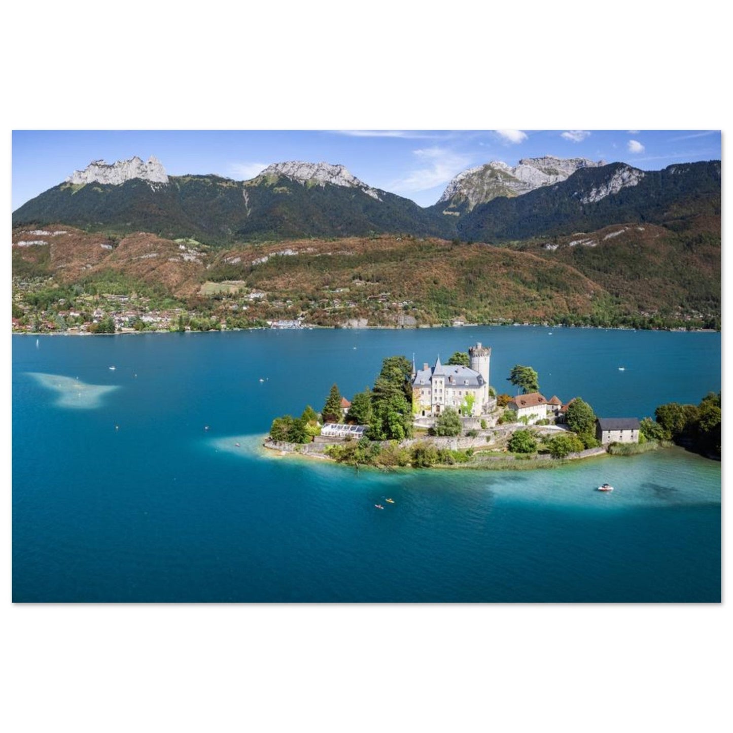 Photo of Duingt Castle on Lake Annecy — photo print on matte aluminium Dibond