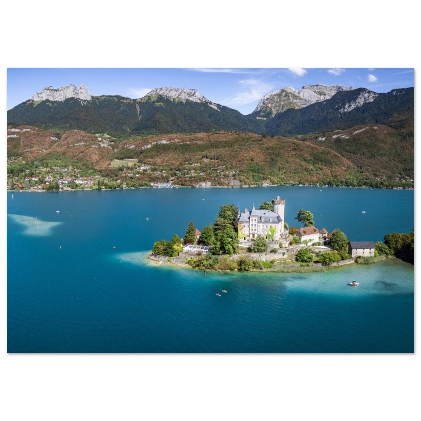 Photo of Duingt Castle on Lake Annecy — photo print on matte aluminium Dibond