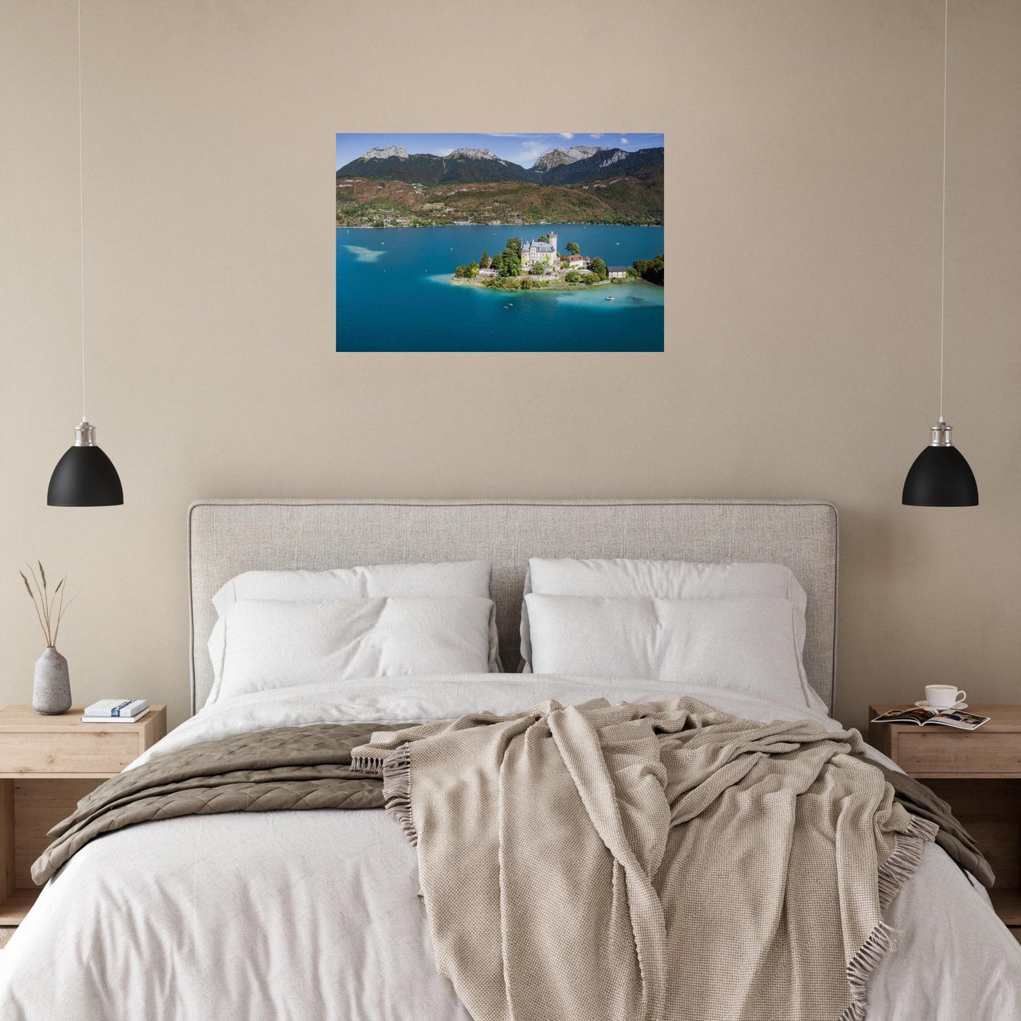 Photo of Duingt Castle on Lake Annecy — photo print on matte aluminium Dibond