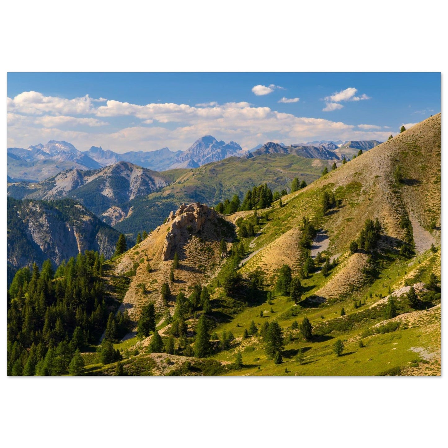 Photo du col de la Bonette dans le parc national du Mercantour — tableau photo paysage de montagne en Alu Dibond