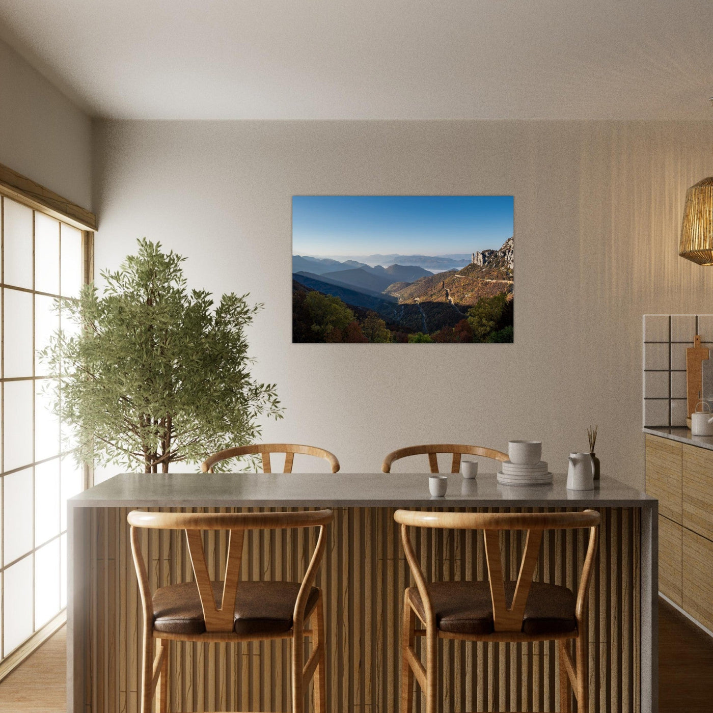 Simulation of an AluArtMountains photo print in an interior setting