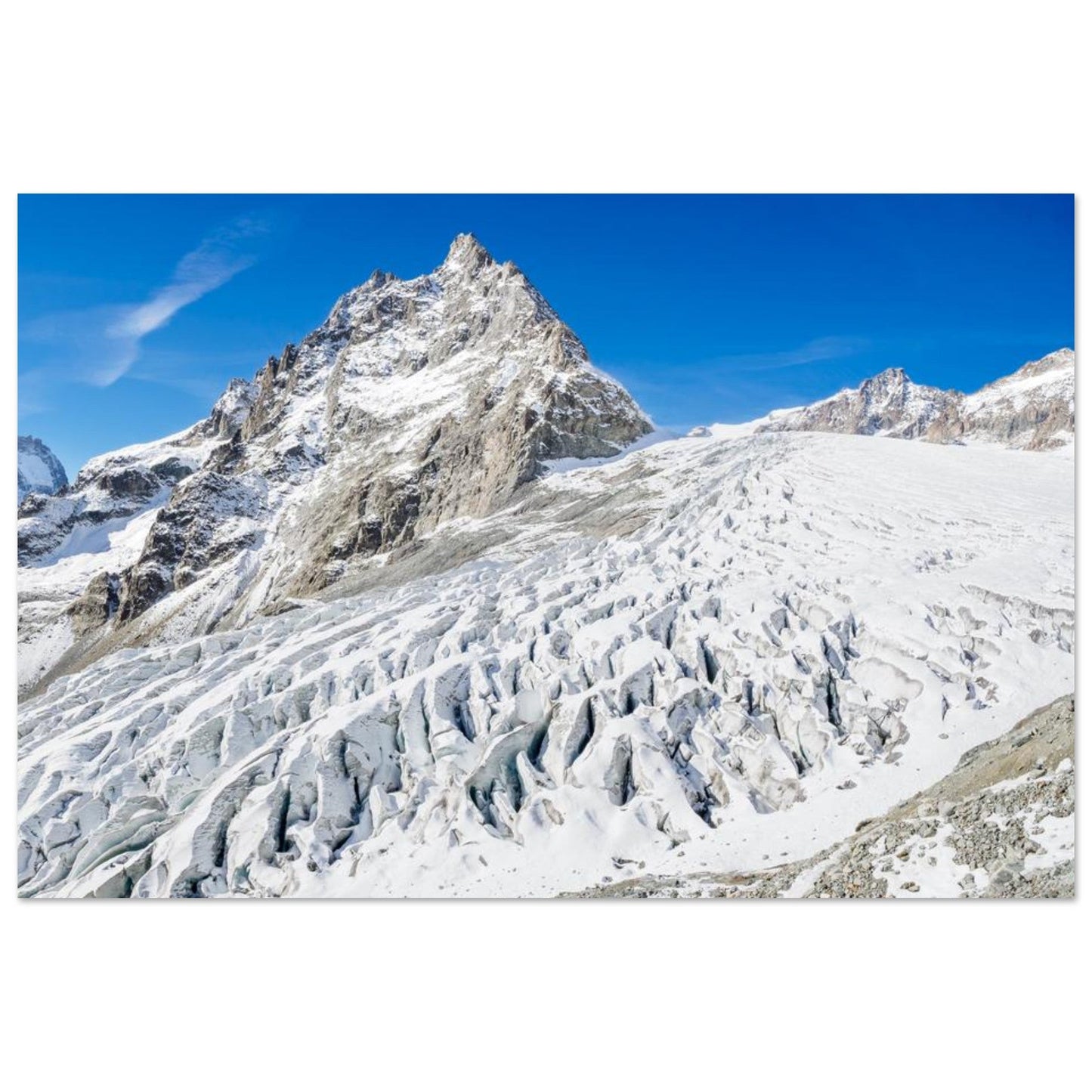 Tableau photo du Glacier Blanc face au mont Pelvoux sur aluminium Dibond mat, format 30 × 45 cm
