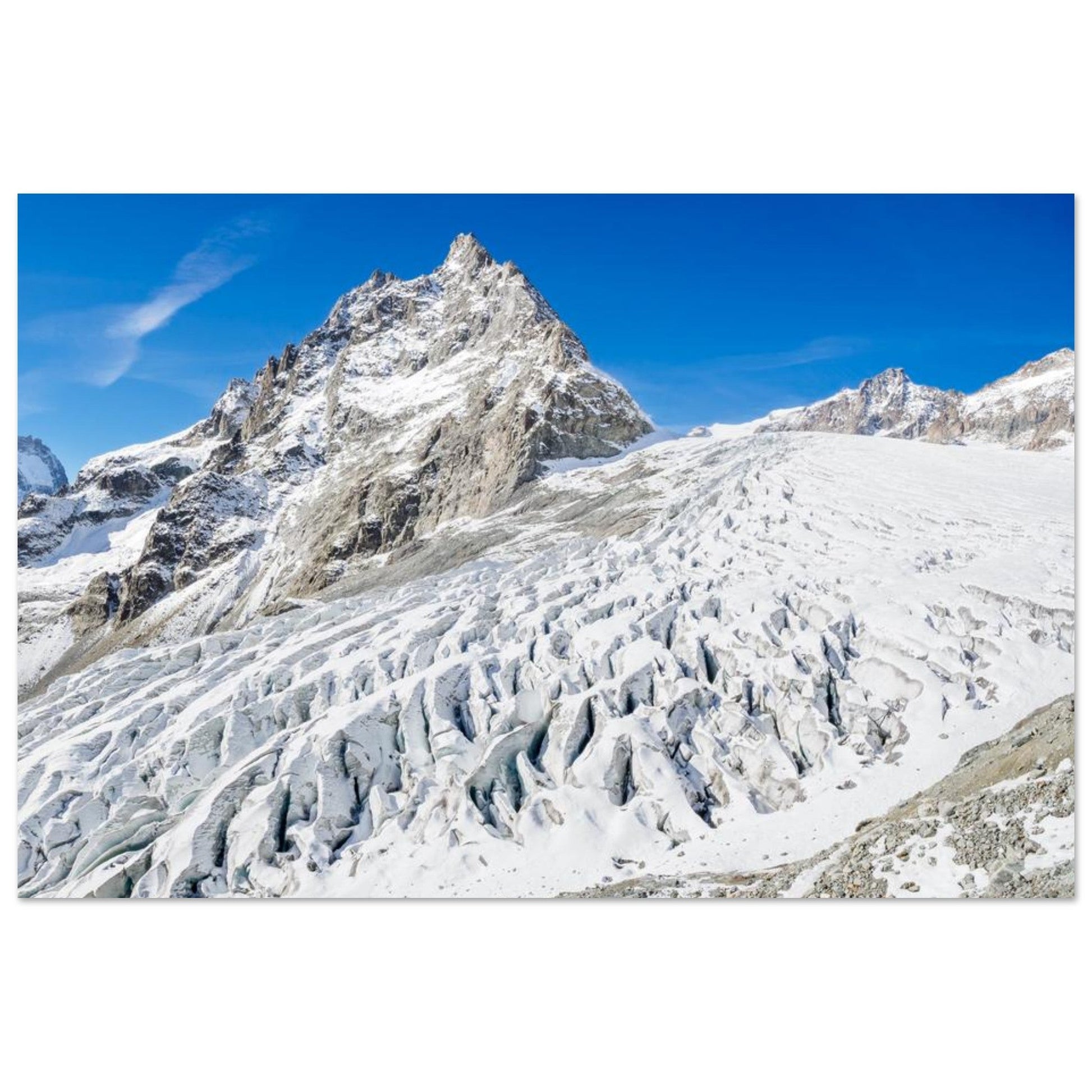 Tableau photo du Glacier Blanc face au mont Pelvoux sur aluminium Dibond mat, format 30 × 45 cm