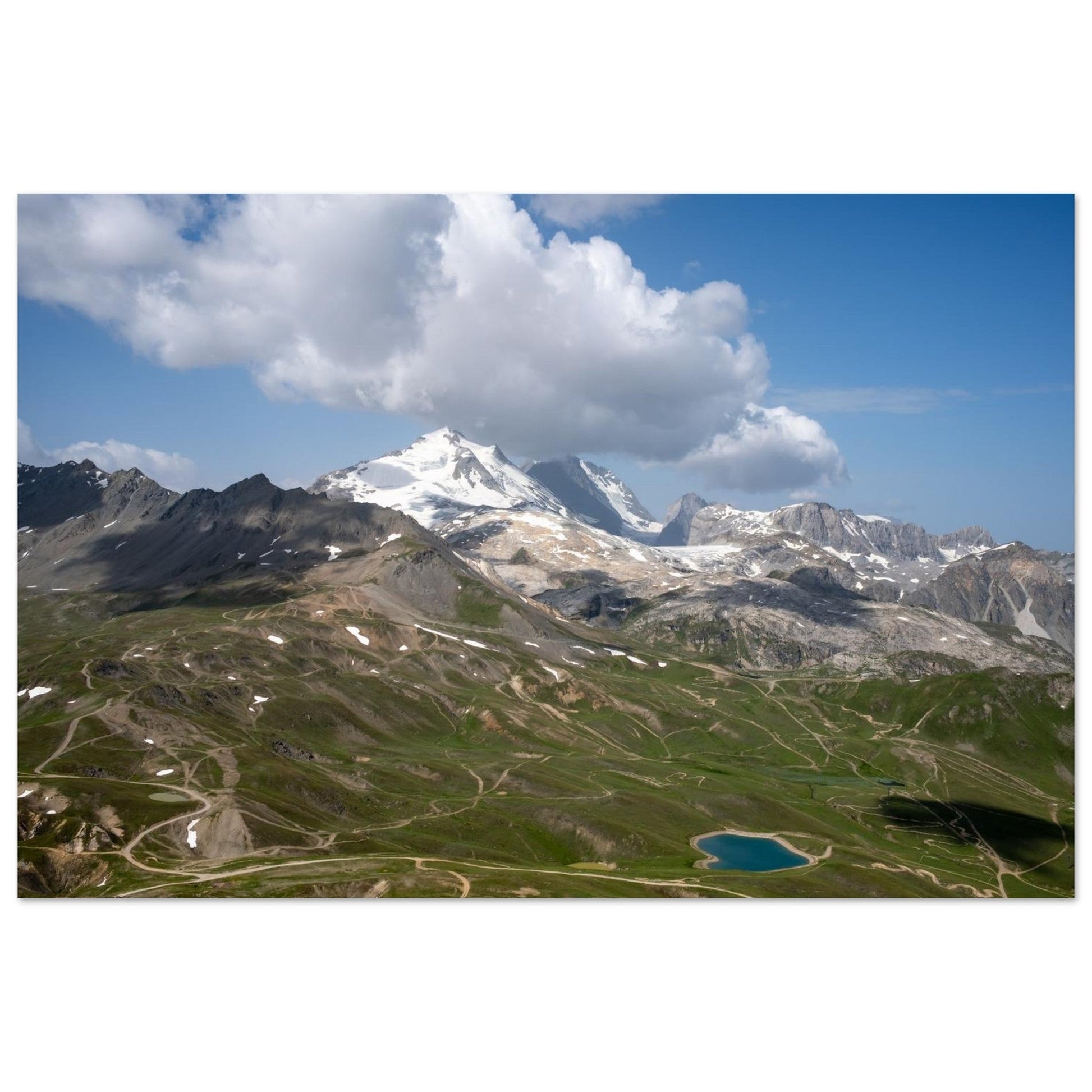 Photo du glacier de la Grande Motte depuis Bellevarde à Val d’Isère — tableau photo paysage de montagne en Alu Dibond