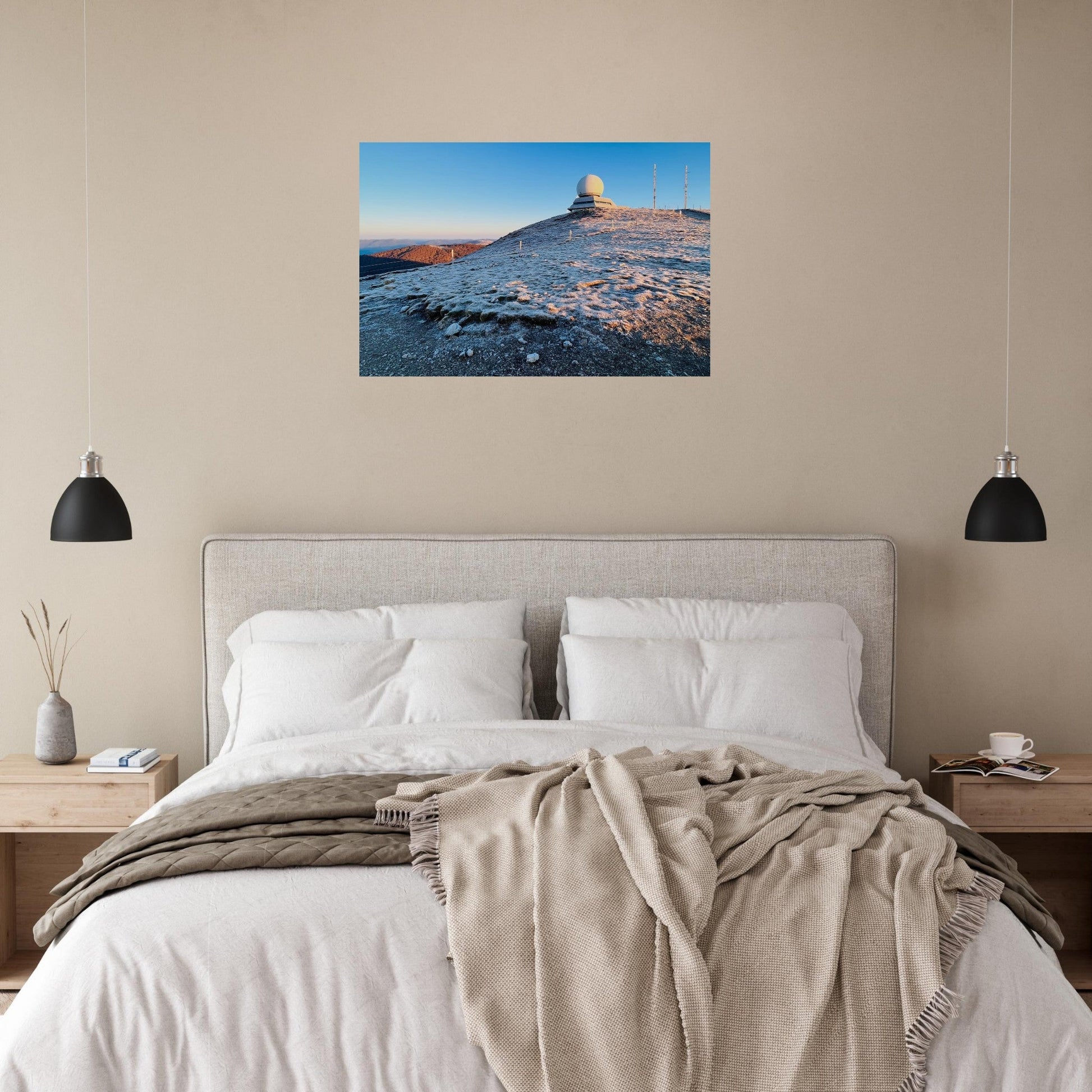 Photo du Grand Ballon et de son radôme en hiver — tableau photo paysage de montagne en Alu Dibond, fabrication française