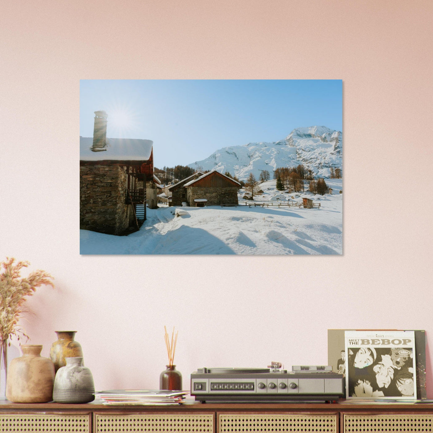 Simulation of an AluArtMountains painting in an interior setting