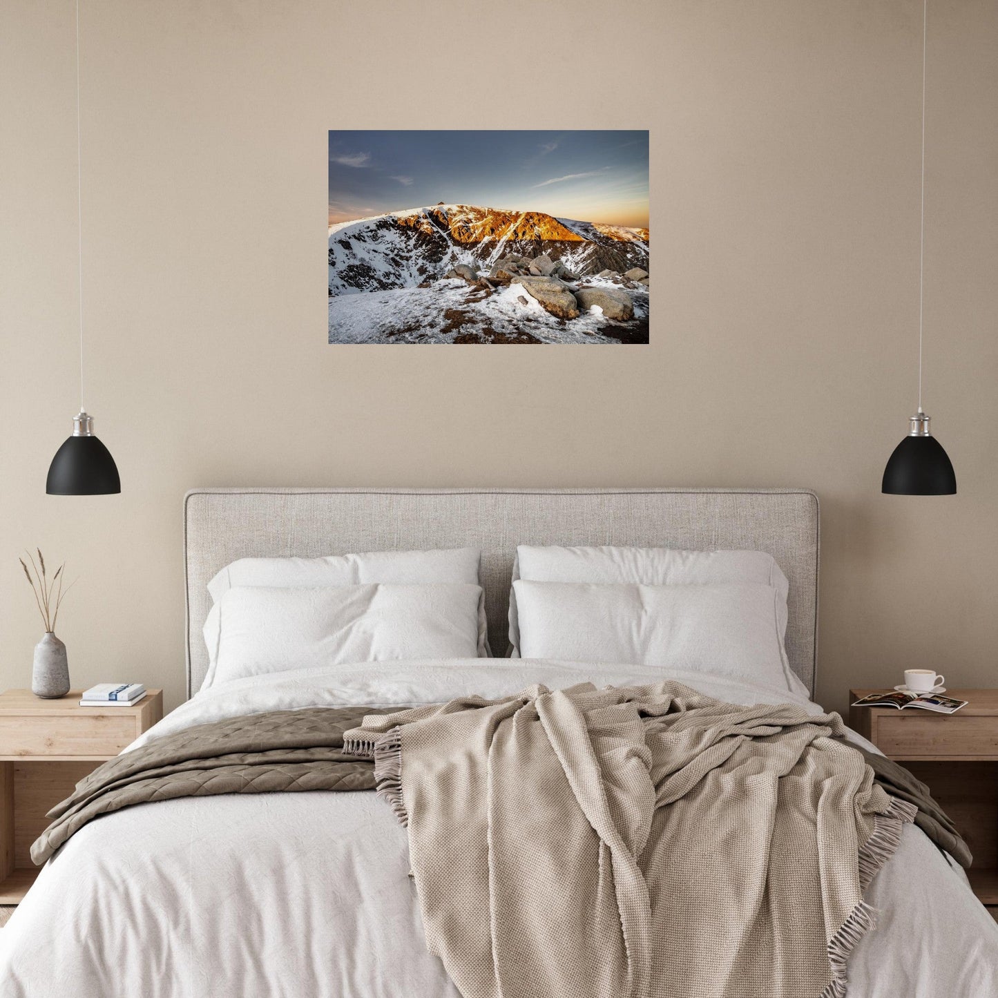 Photo du Hohneck enneigé au coucher du soleil — tableau photo paysage de montagne en Alu Dibond, fabrication française