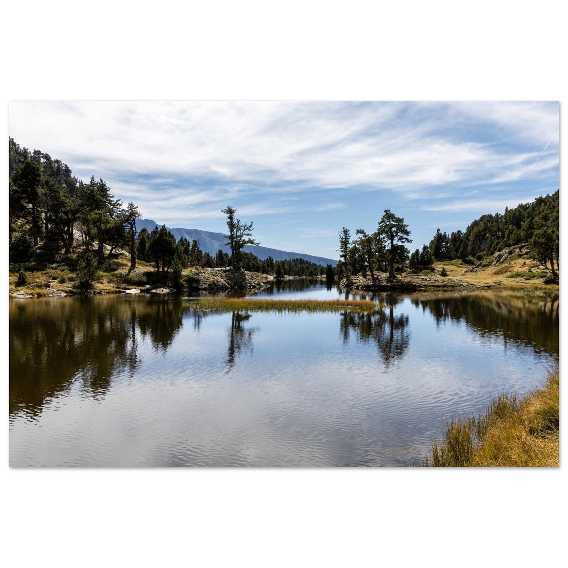 Photo du lac Achard dans le massif de Belledonne — tableau photo paysage de montagne en Alu Dibond, fabrication française