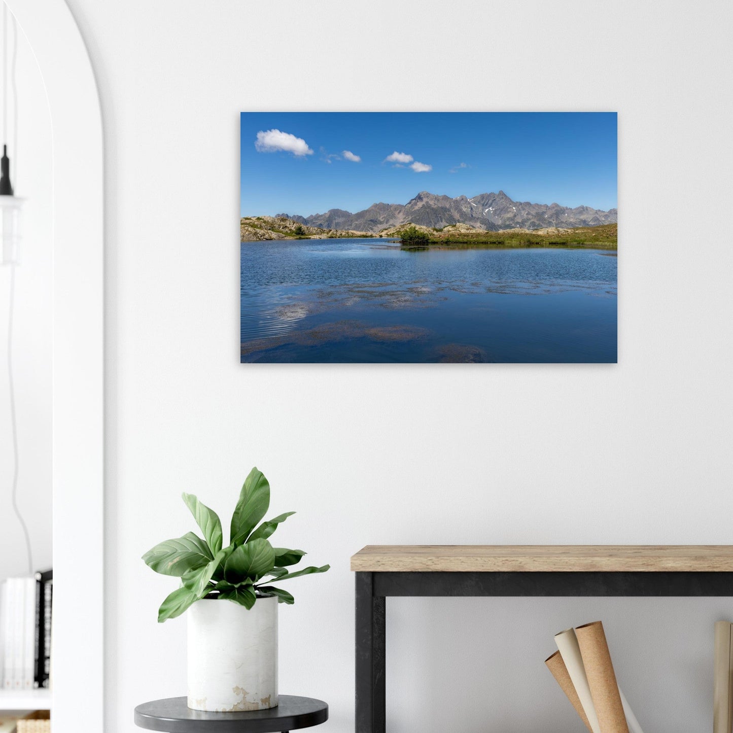 Photo du lac Besson à l’Alpe d’Huez — tableau photo paysage de montagne en Alu Dibond, fabrication française