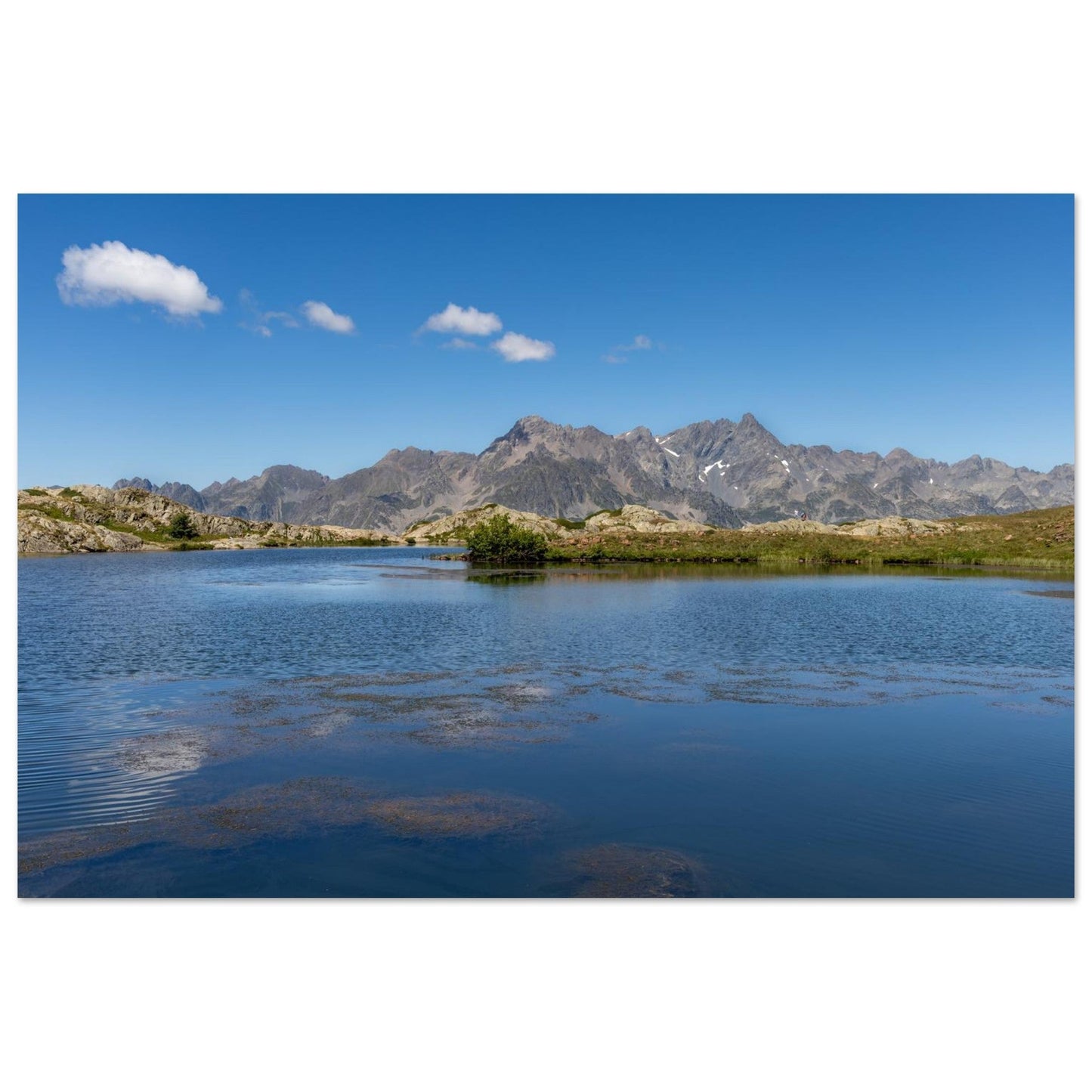 Photo du lac Besson à l’Alpe d’Huez — tableau photo paysage de montagne en Alu Dibond, fabrication française