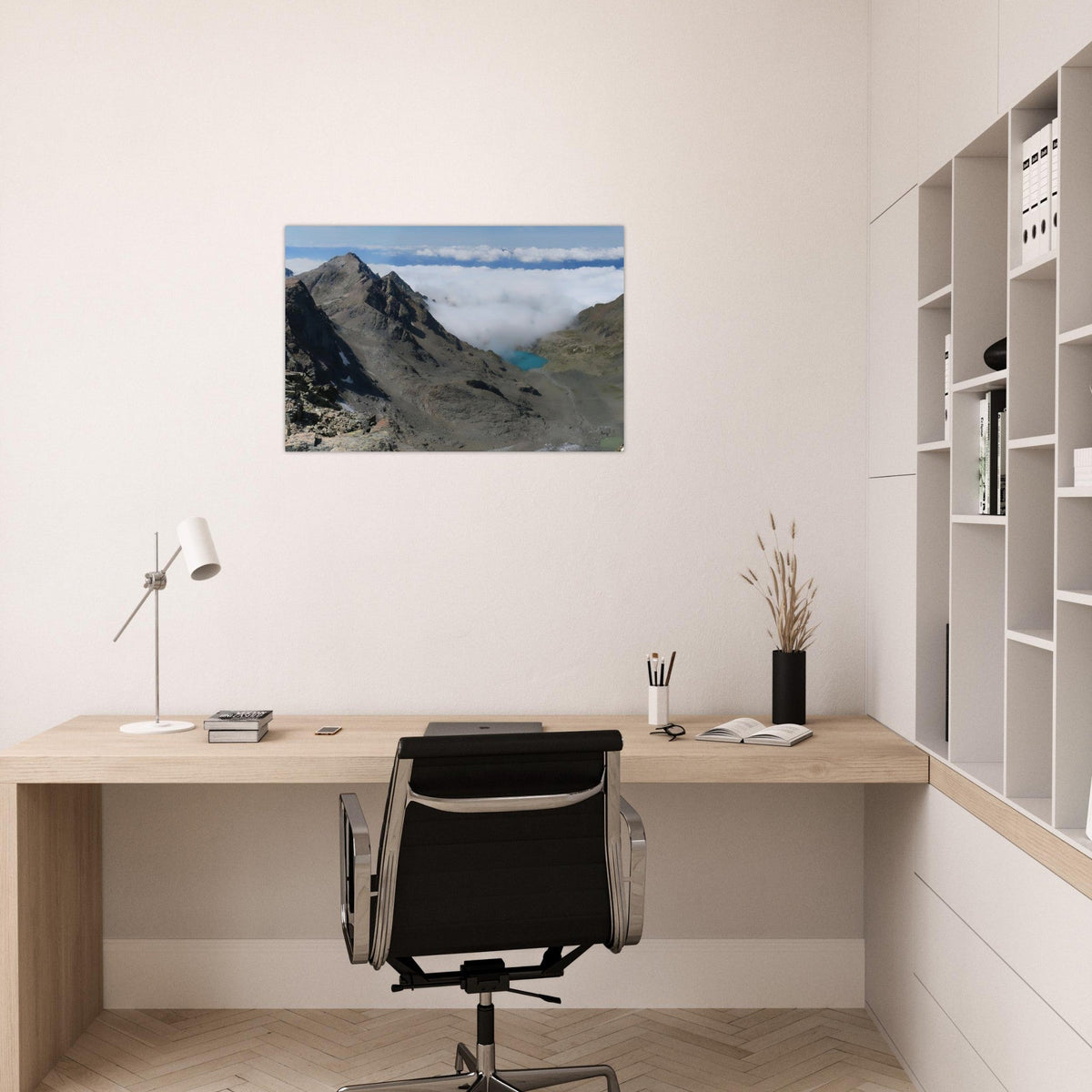 Simulation d’un tableau AluArtMountains dans un intérieur