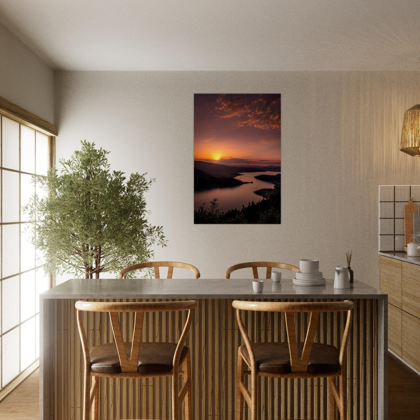 Simulation d’un tableau AluArtMountains dans un intérieur