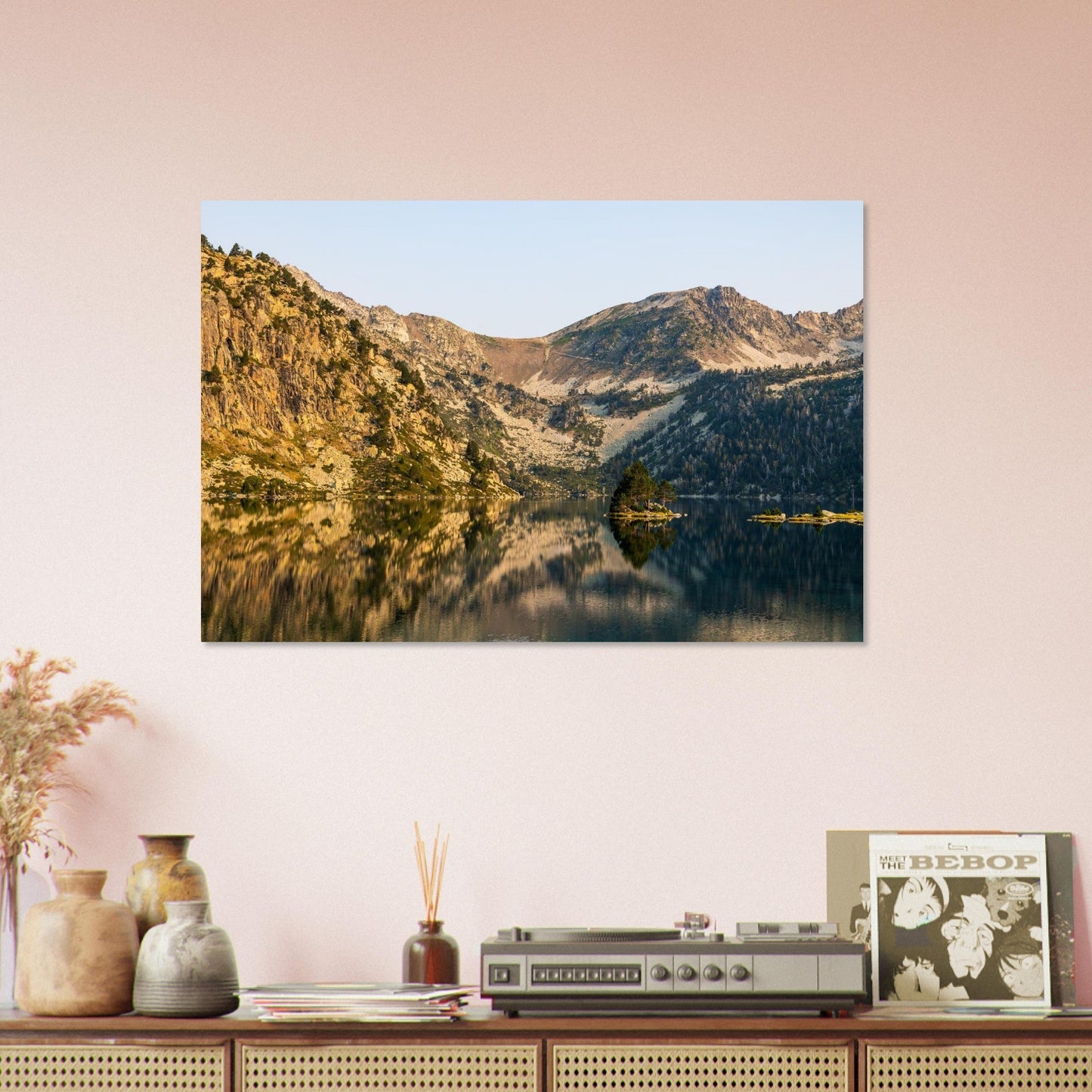 Photo du lac d’Aubert au lever du soleil dans le Néouvielle — tableau photo paysage de montagne en Alu Dibond