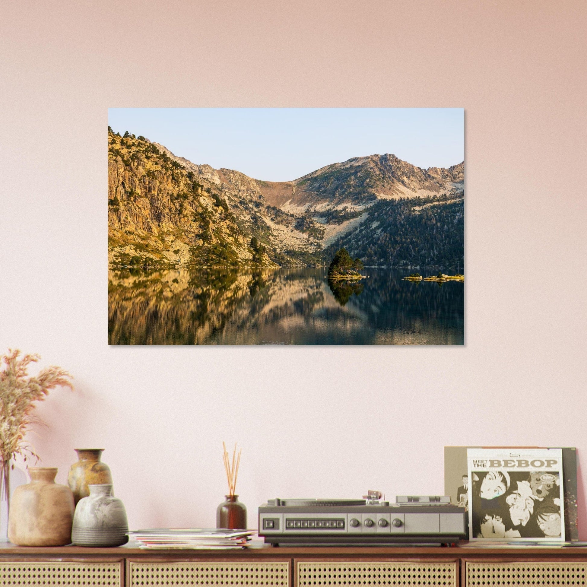 Photo du lac d’Aubert au lever du soleil dans le Néouvielle — tableau photo paysage de montagne en Alu Dibond
