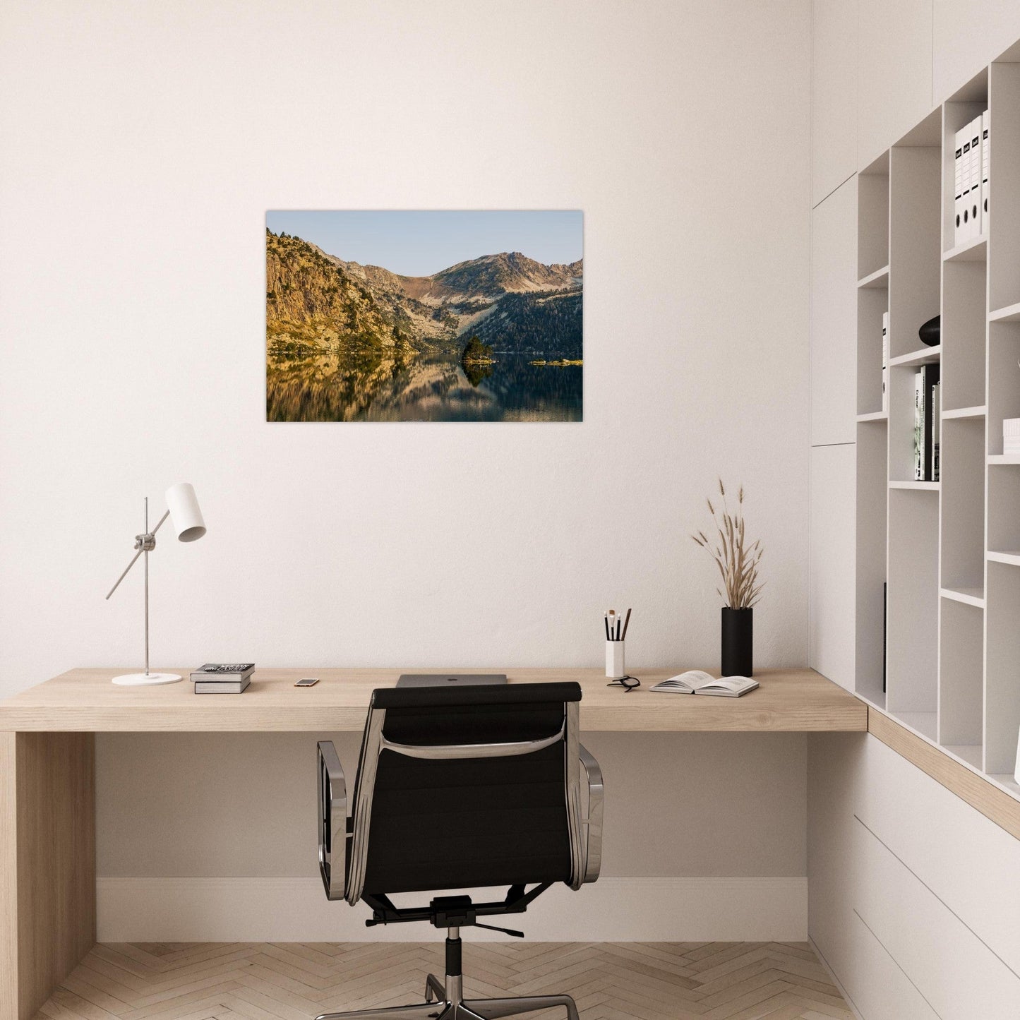 Photo du lac d’Aubert au lever du soleil dans le Néouvielle — tableau photo paysage de montagne en Alu Dibond