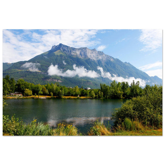 Tableau photo en Alu Dibond : Le Lac de Carouge face à la Dent d’Arclusaz