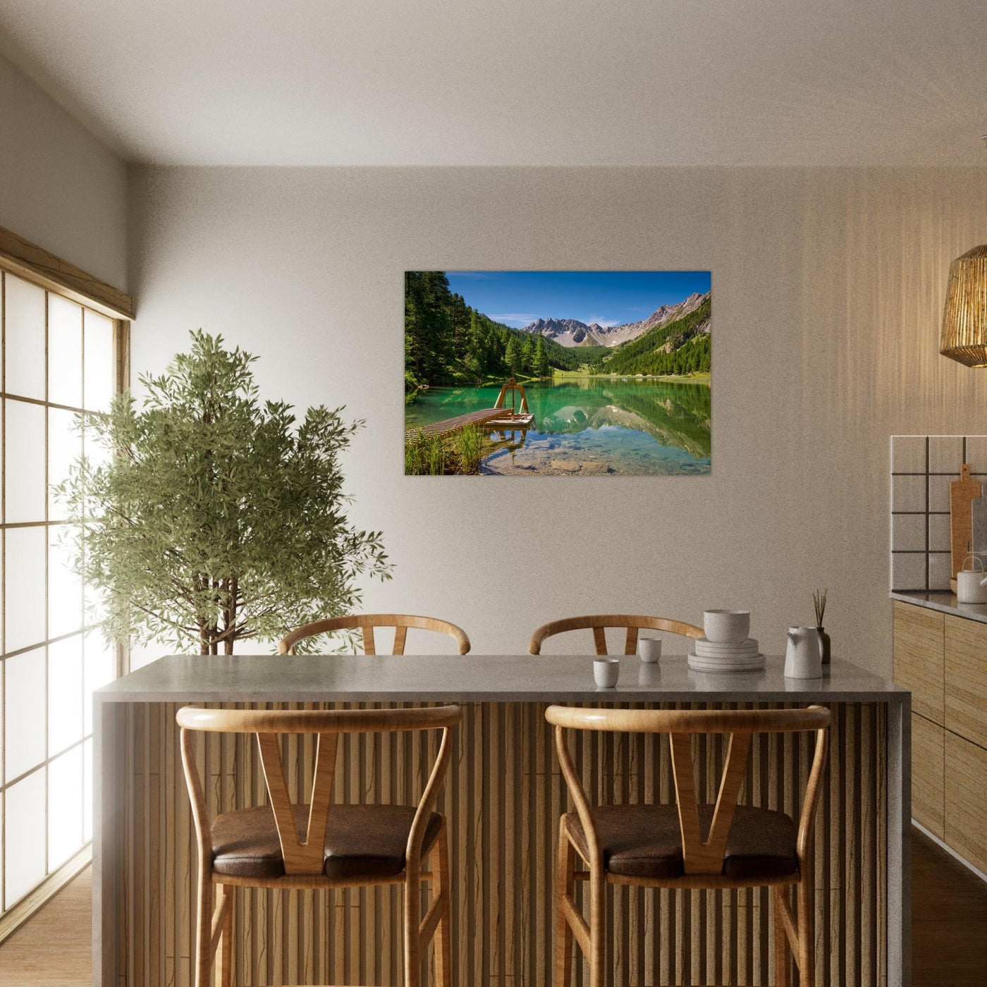 Simulation d’un tableau AluArtMountains dans un intérieur