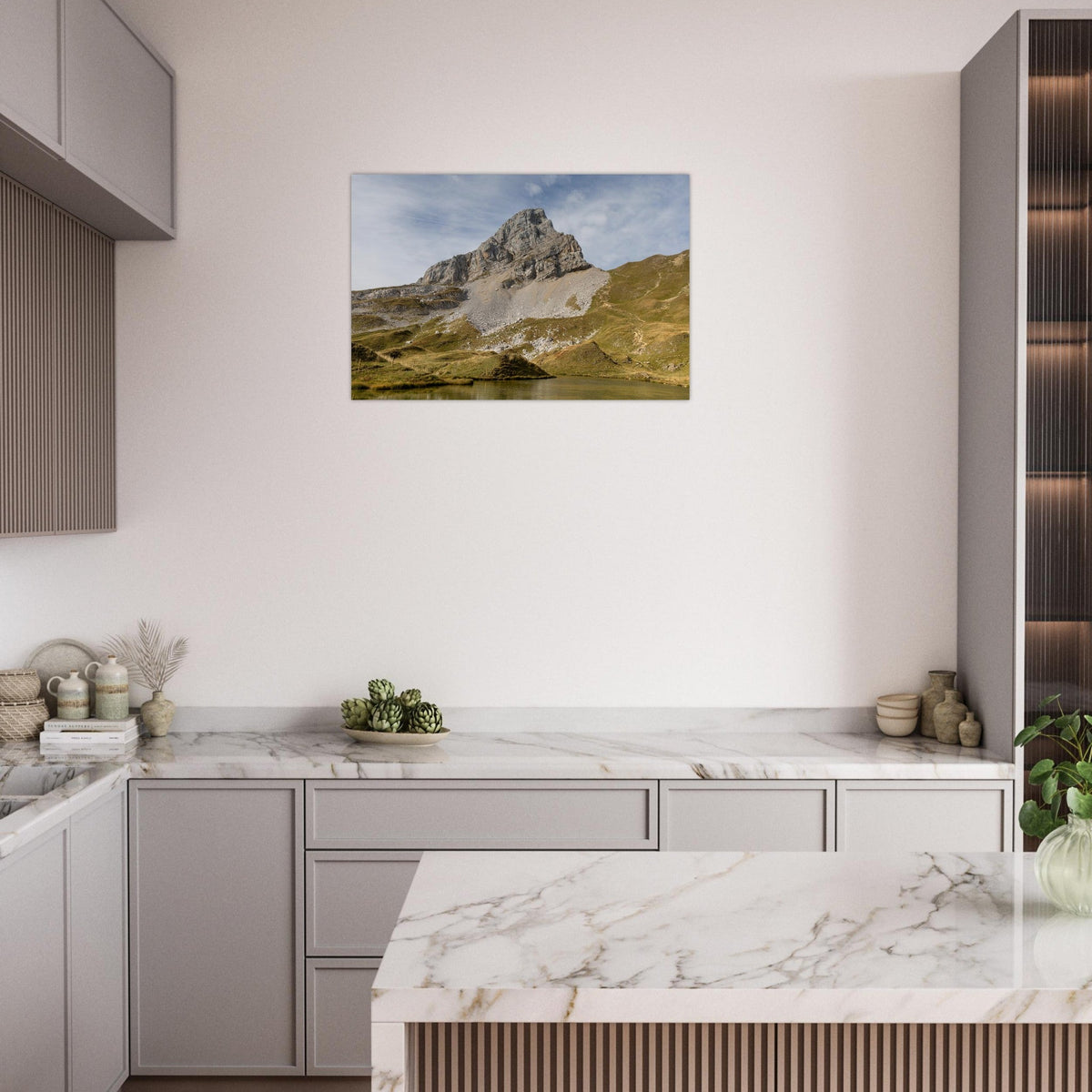 Tableau photo du lac de Peyre et de la Pointe du Midi sur aluminium Dibond mat — photographie : olivard