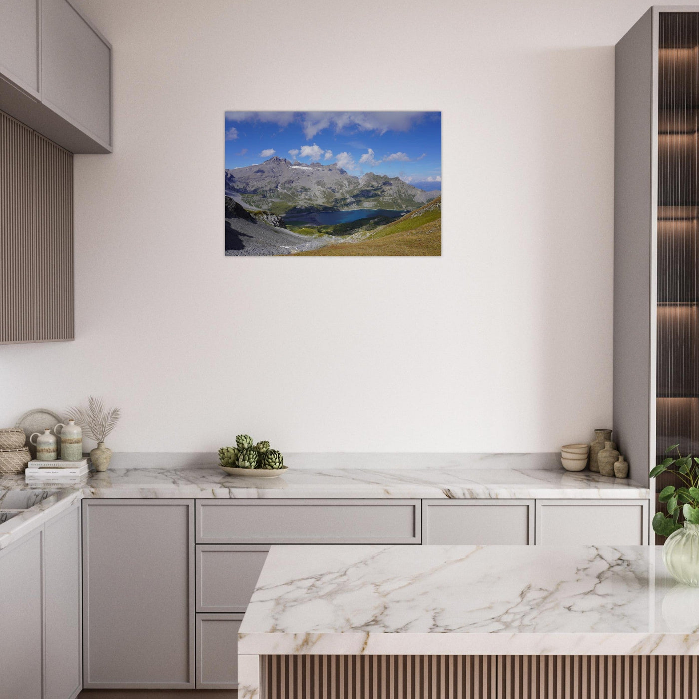 Simulation of an AluArtMountains photo print in an interior setting