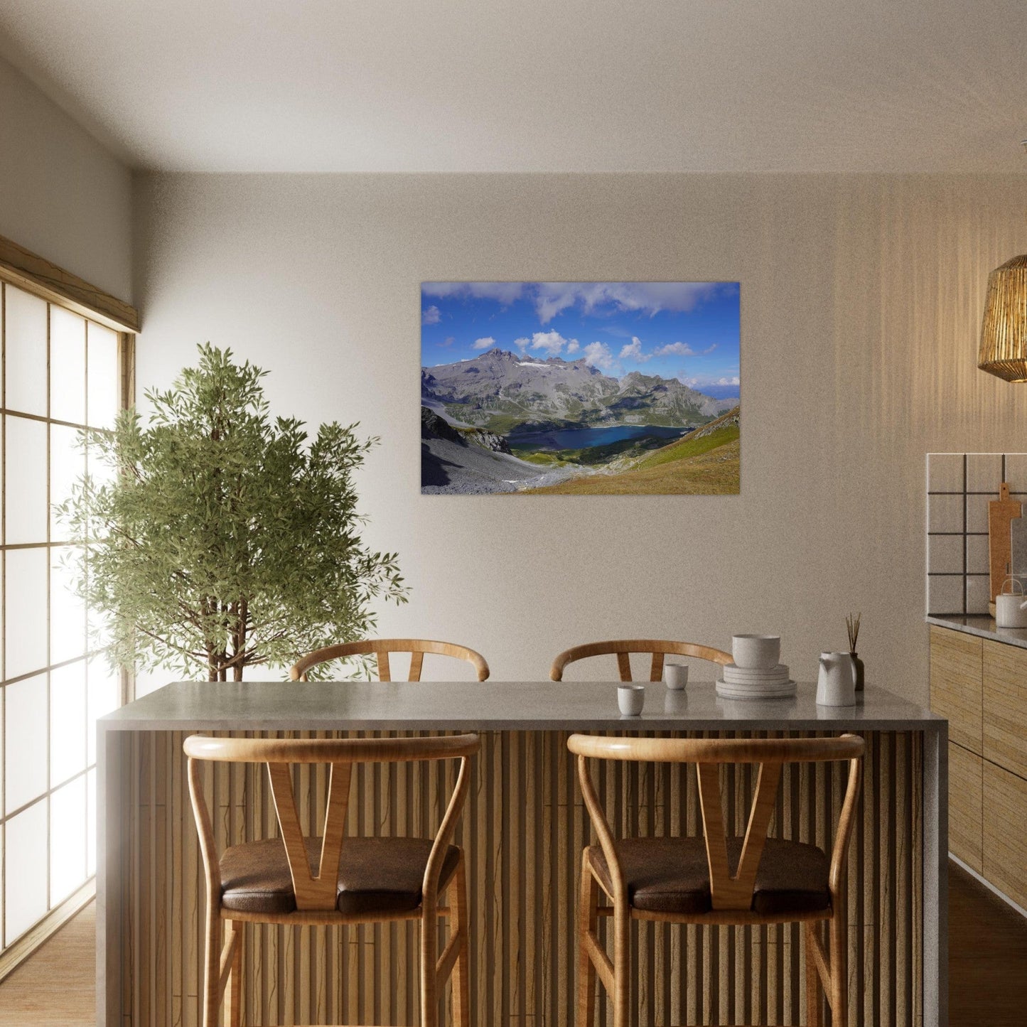 Photo of Lake Salanfe facing the Tour Sallière in Valais — photo print on matte aluminium Dibond