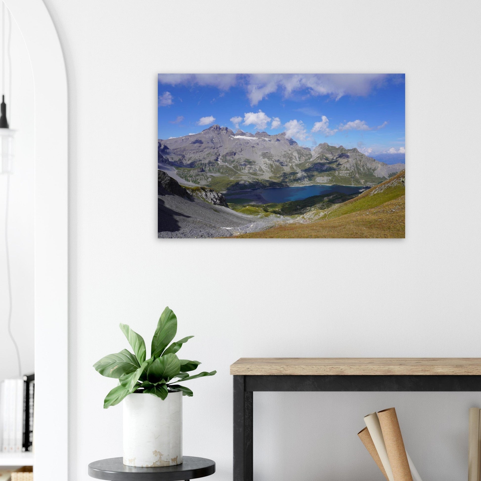 Photo du lac de Salanfe face à la Tour Sallière en Valais — tableau photo paysage de montagne en Alu Dibond