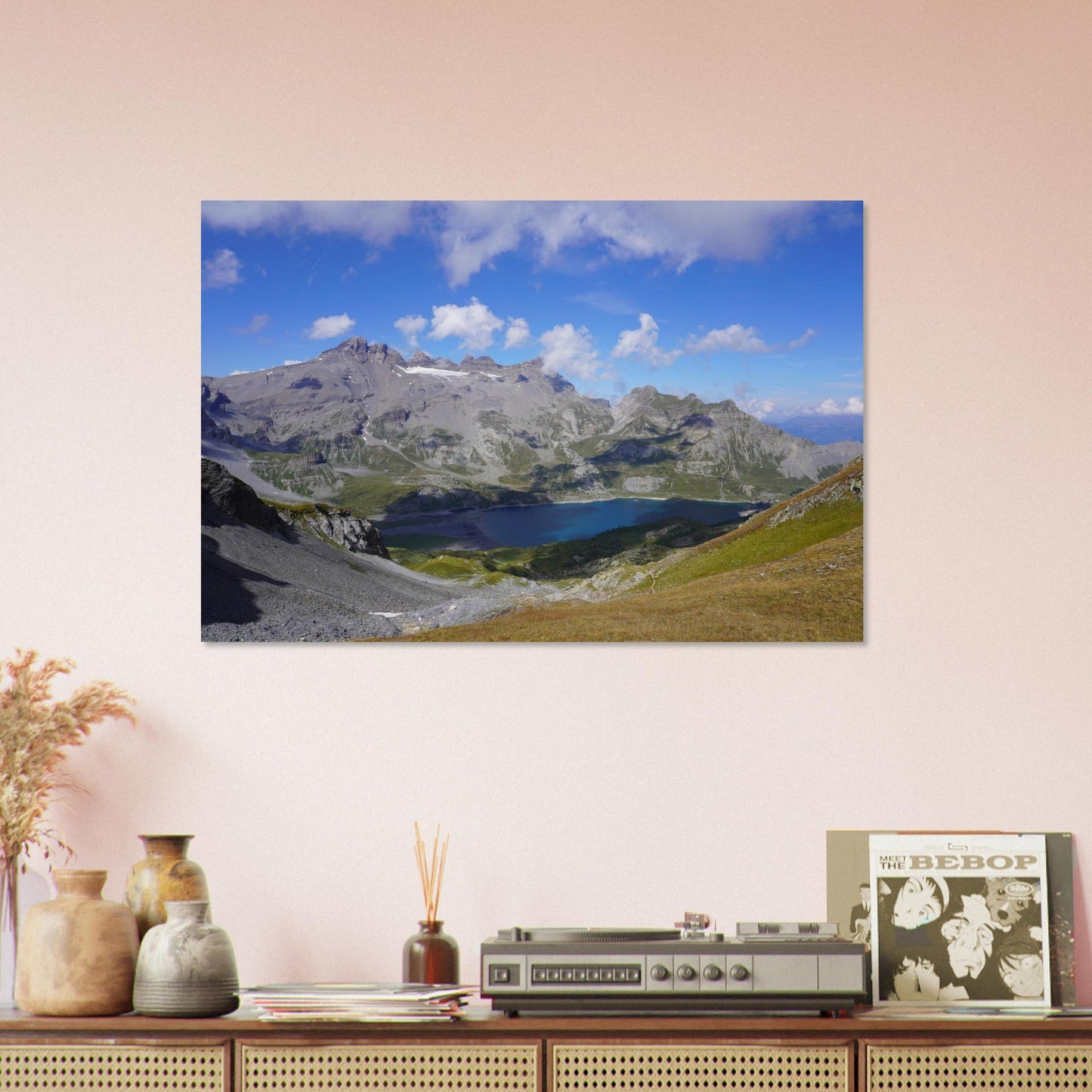 Photo of Lake Salanfe facing the Tour Sallière in Valais — photo print on matte aluminium Dibond