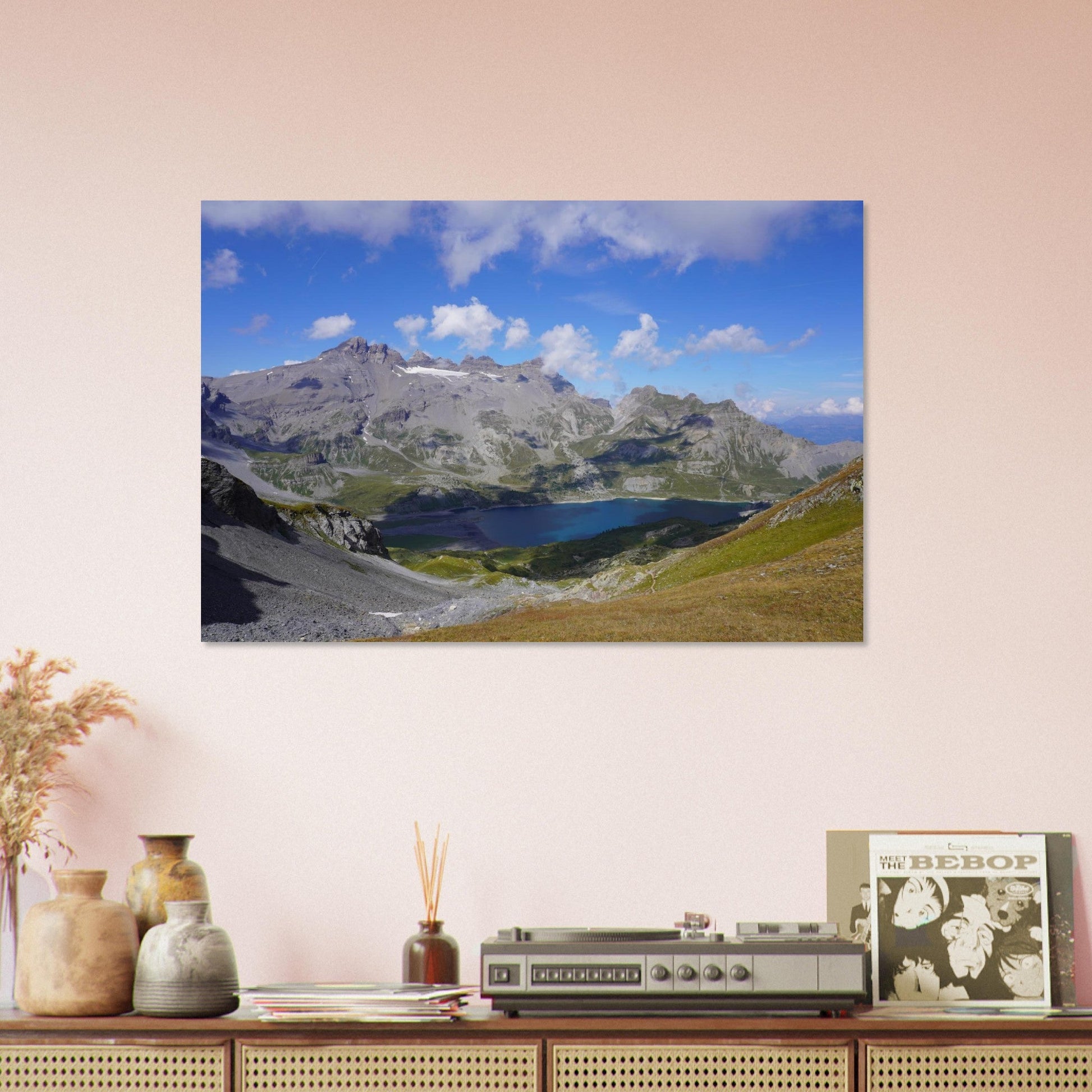Photo du lac de Salanfe face à la Tour Sallière en Valais — tableau photo paysage de montagne en Alu Dibond