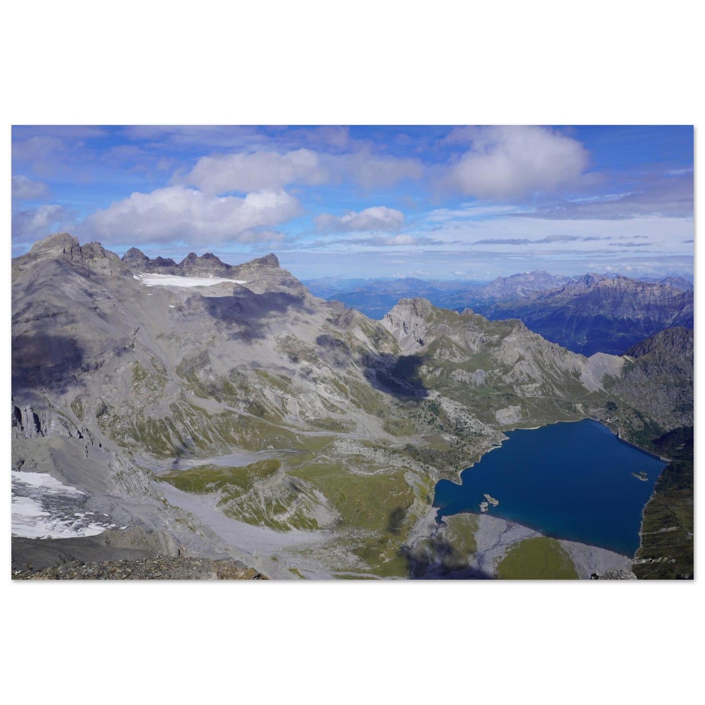 Photo du lac de Salanfe face aux Dents du Midi en Valais — tableau photo paysage de montagne en Alu Dibond
