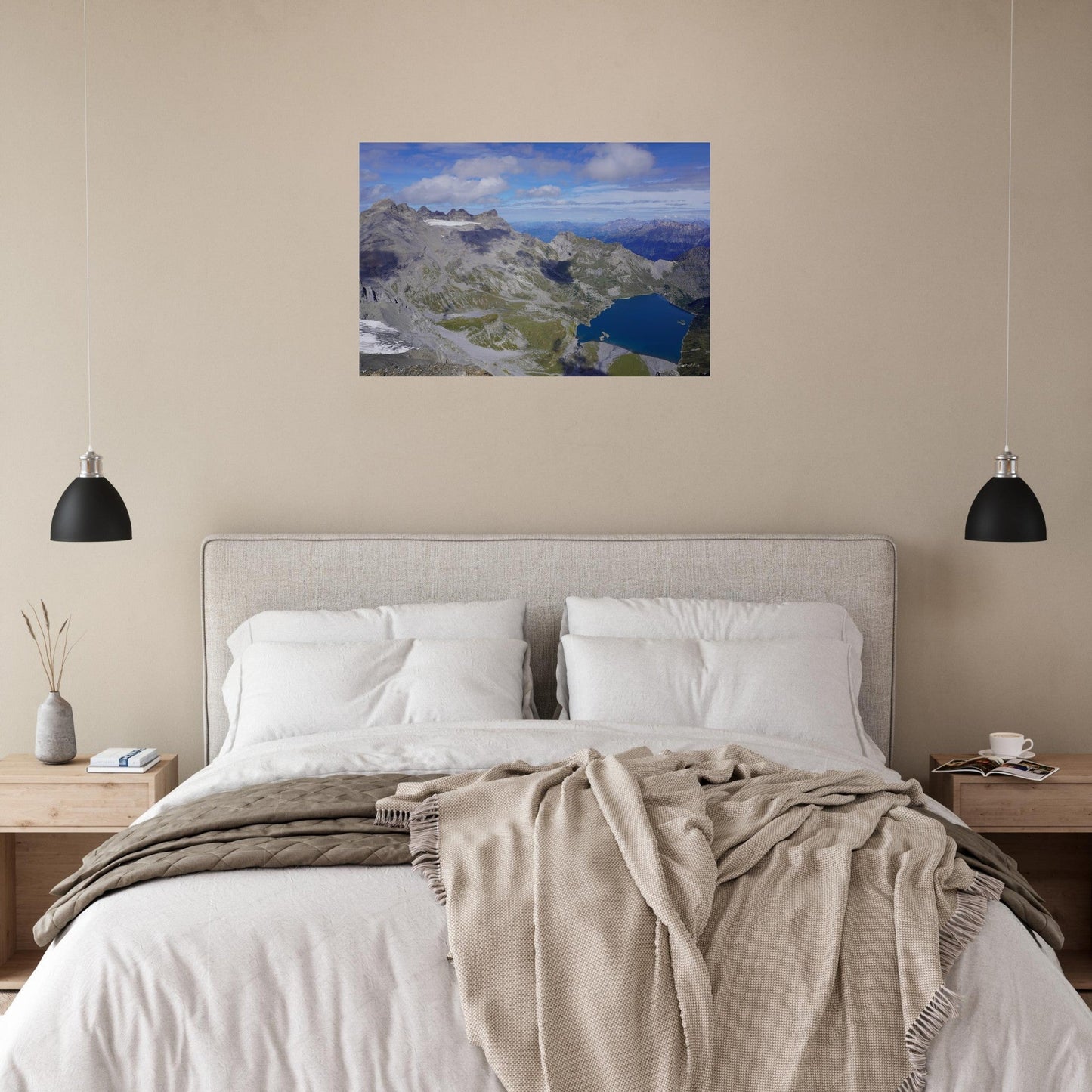 Photo du lac de Salanfe face aux Dents du Midi en Valais — tableau photo paysage de montagne en Alu Dibond