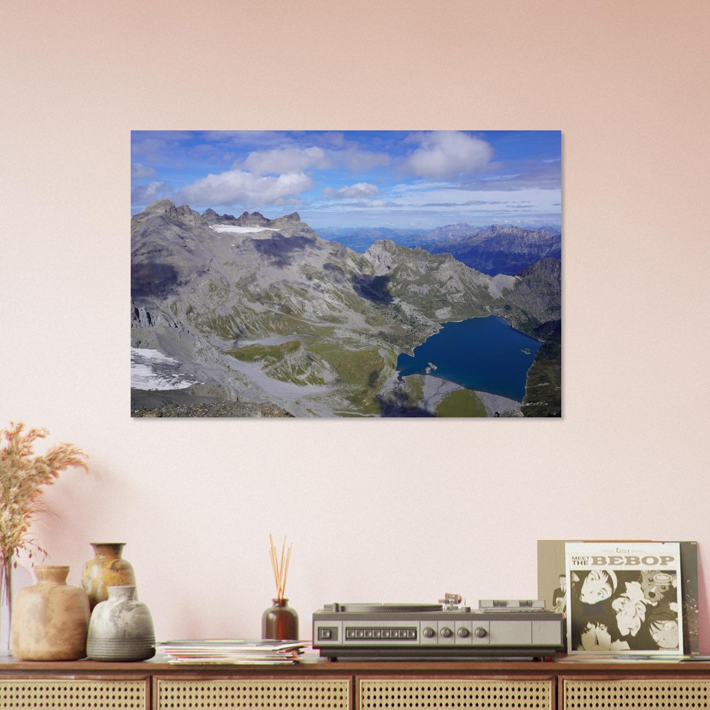 Photo du lac de Salanfe face aux Dents du Midi en Valais — tableau photo paysage de montagne en Alu Dibond